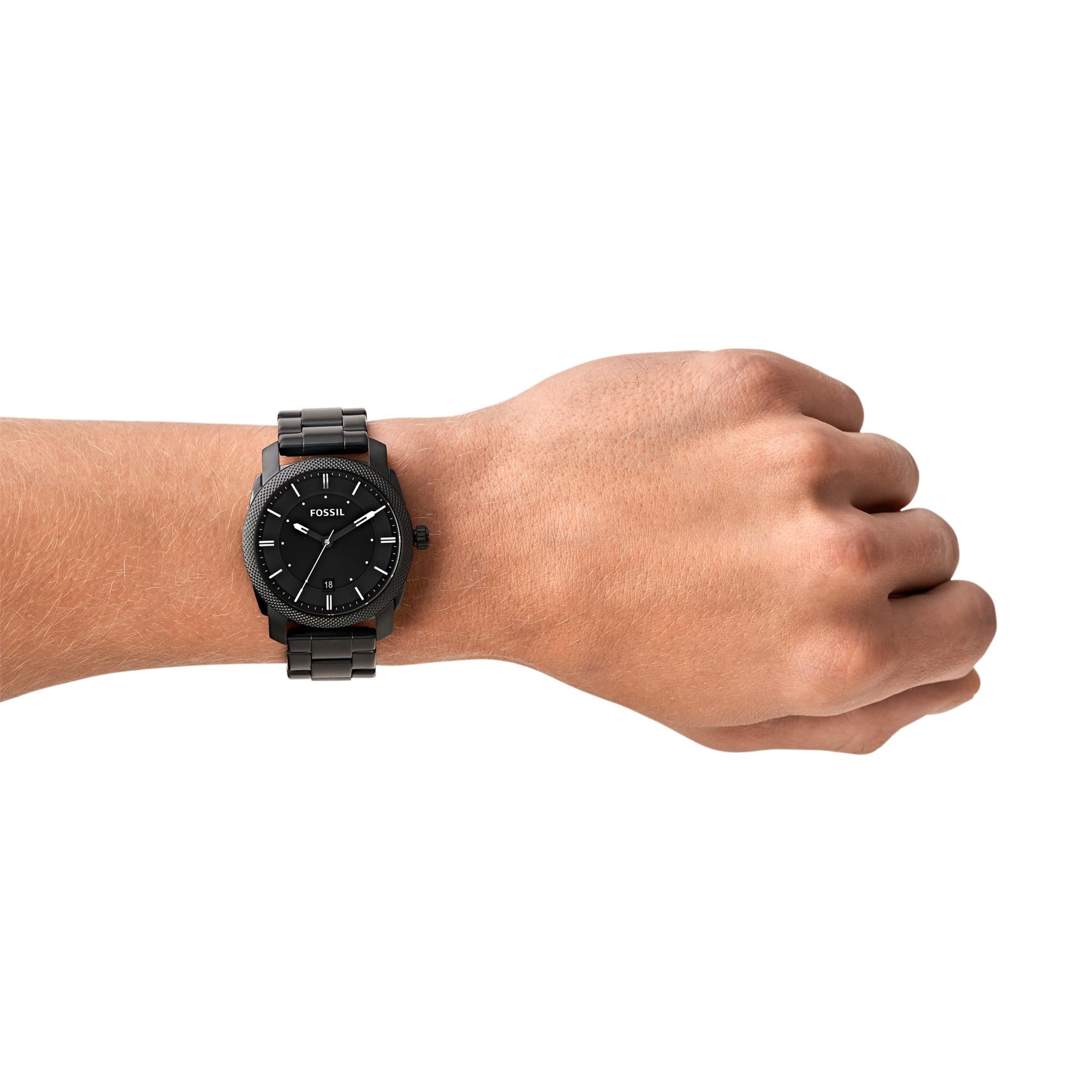 Fossil Machine 42mm Black Dial Steel Mens Quartz Watch FS4775