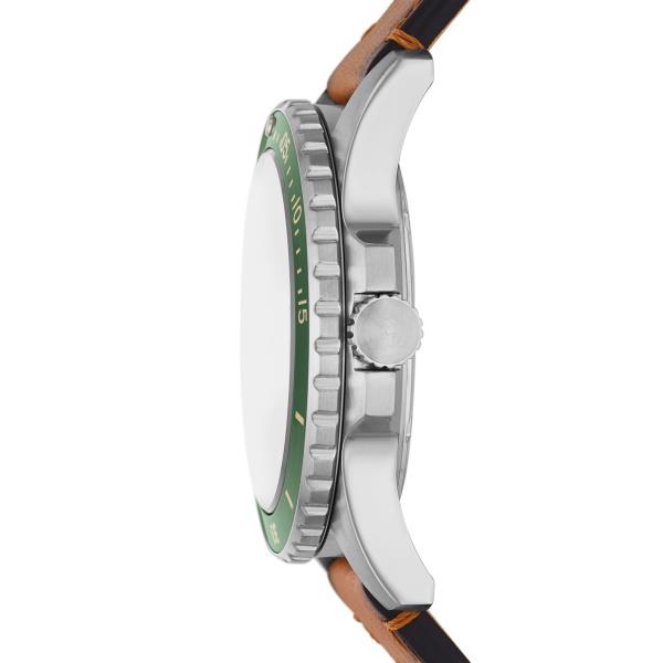 Fossil Blue Dive 42mm Green Dial Leather Mens Quartz Watch FS5946