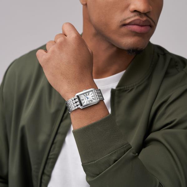 Fossil Carraway 30mm Silver Dial Steel Mens Quartz Watch FS6008