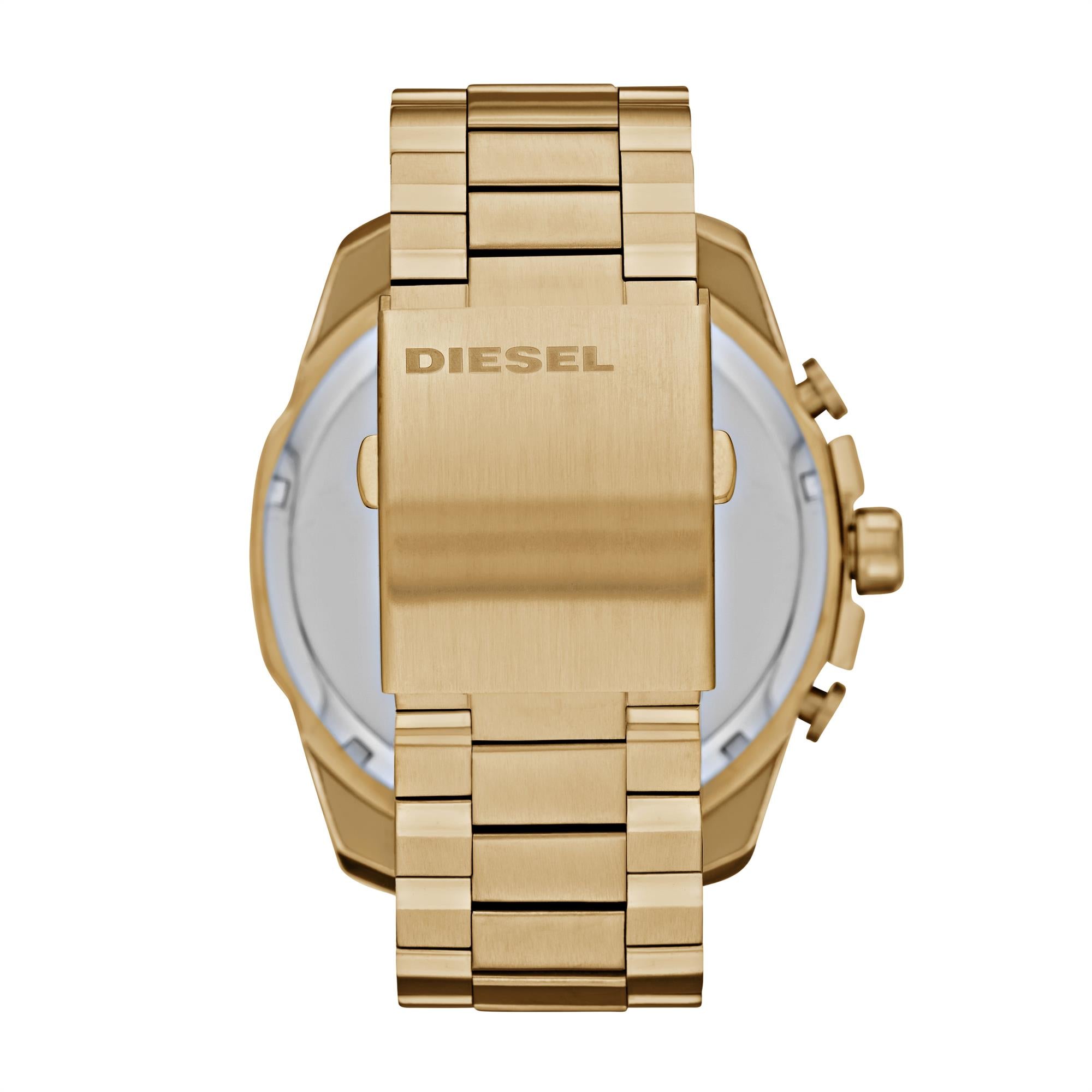 Gold Diesel watch on a white background