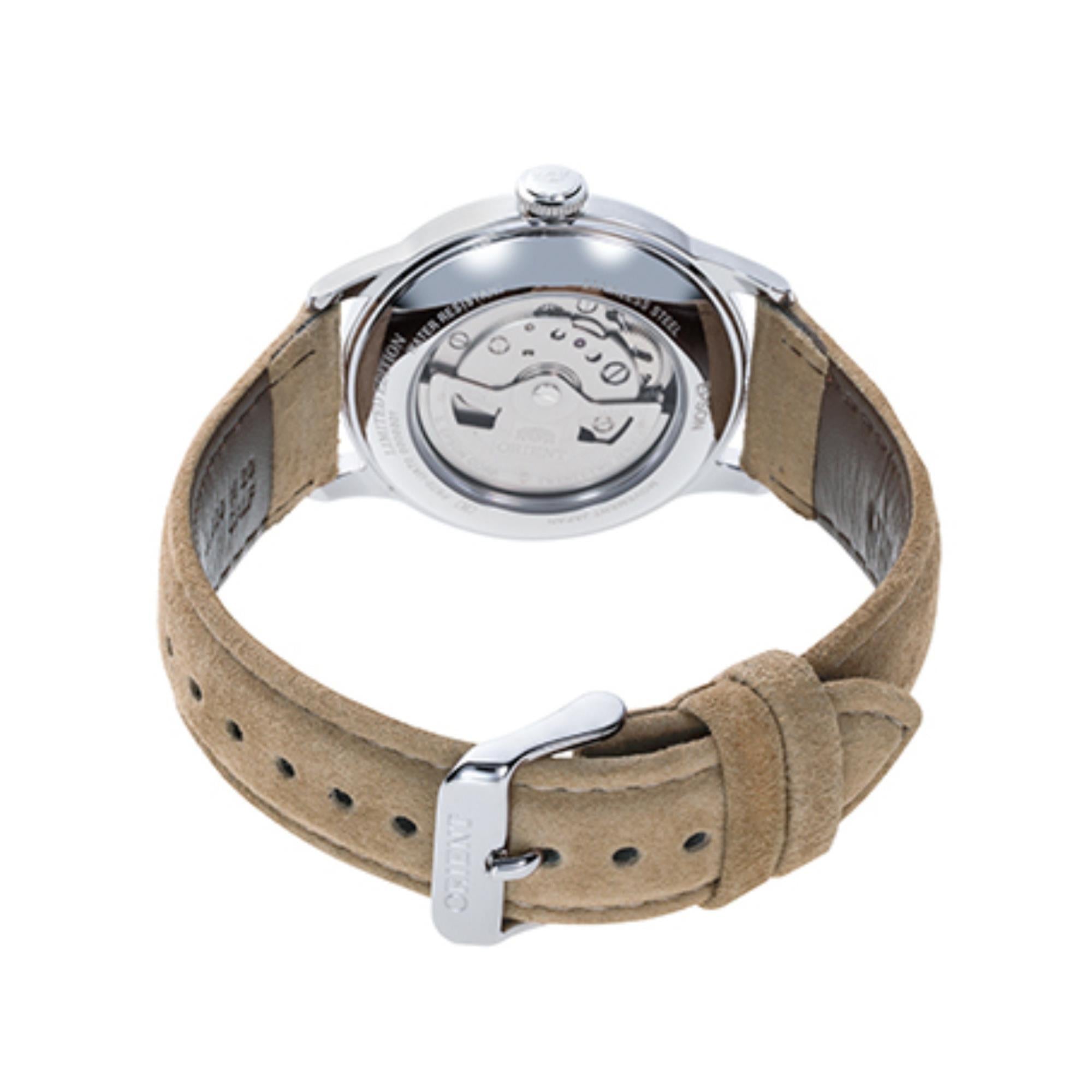 Orient Bambino 38mm Ex-Display Version 7 Limitierte Auflage Champagner Zifferblatt Leder Herren Automatik Uhr RA-AC0M05G10B