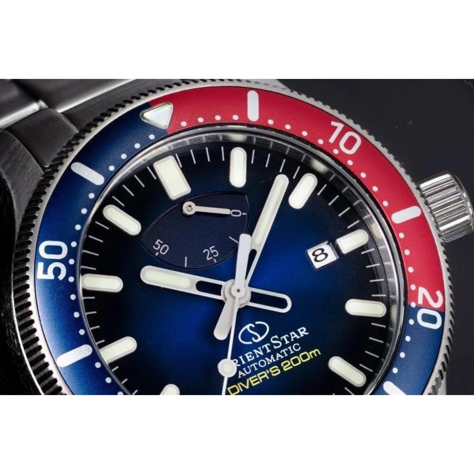 Orient Star 43mm Ex-Display ISO Taucher Blaues Zifferblatt Stahl Herren Automatik Uhr RE-AU0306L00B