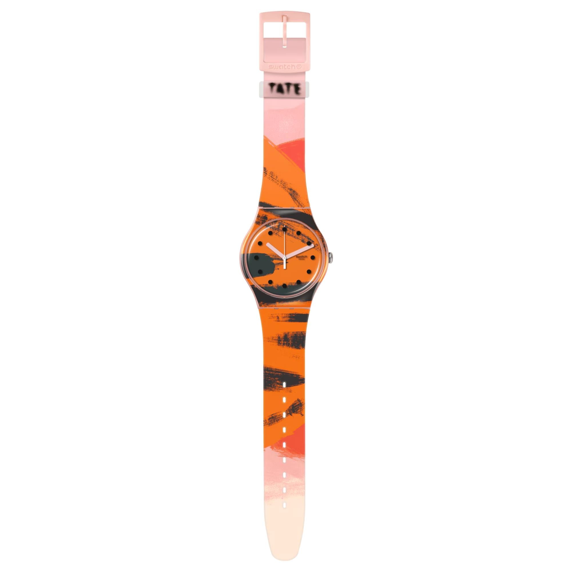 Swatch Barns-Graham's Orange und Rot auf Pink Silikonarmband Uhr SUOZ362C