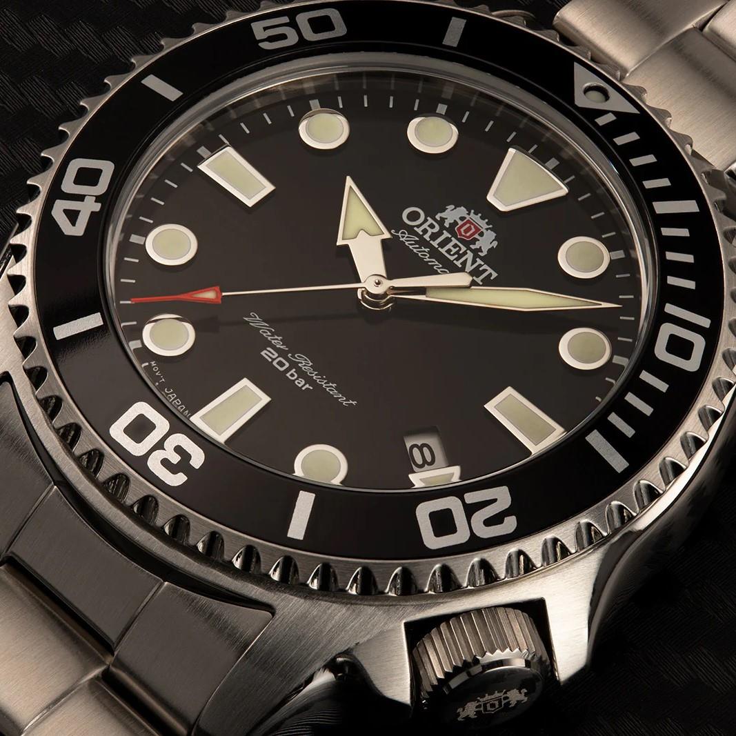 Orient Triton 43mm Black Dial Steel Mens Automatic Watch RA-AC0K01B10B