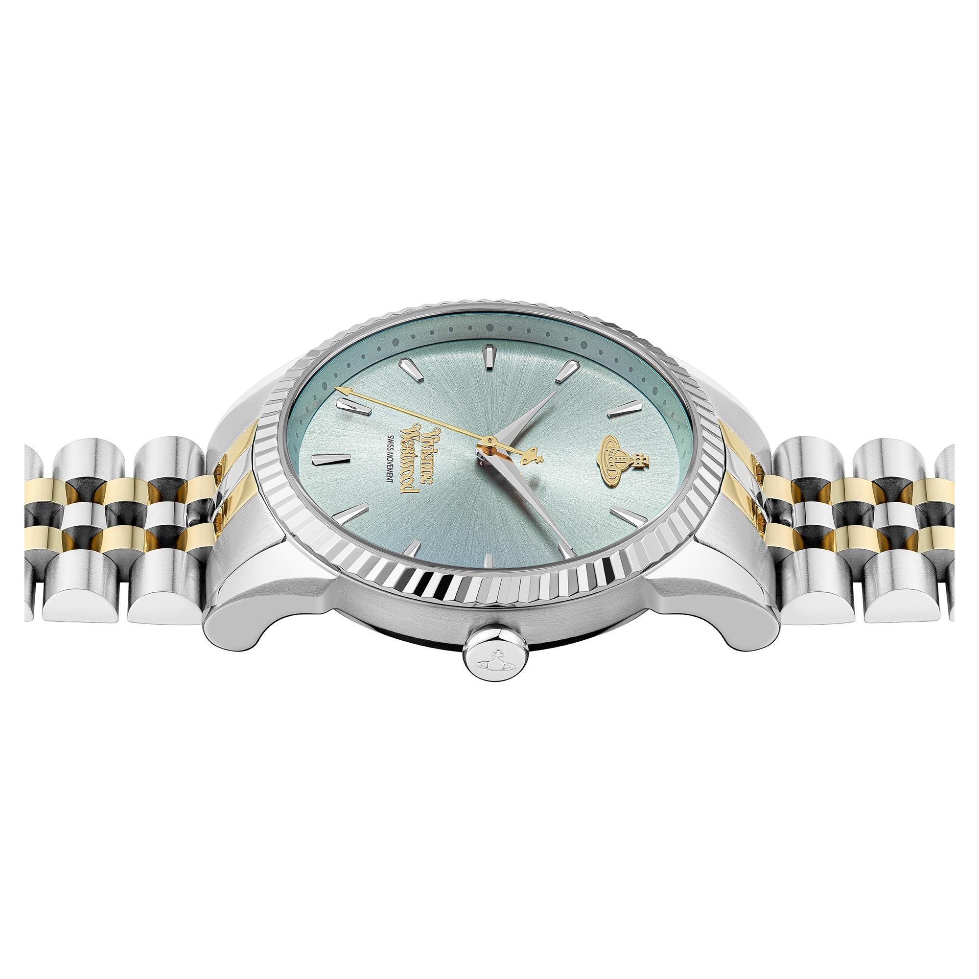 Vivienne Westwood Seymour Quarz Blaues Zifferblatt Stahlarmband Damen Uhr VV240LGRSG