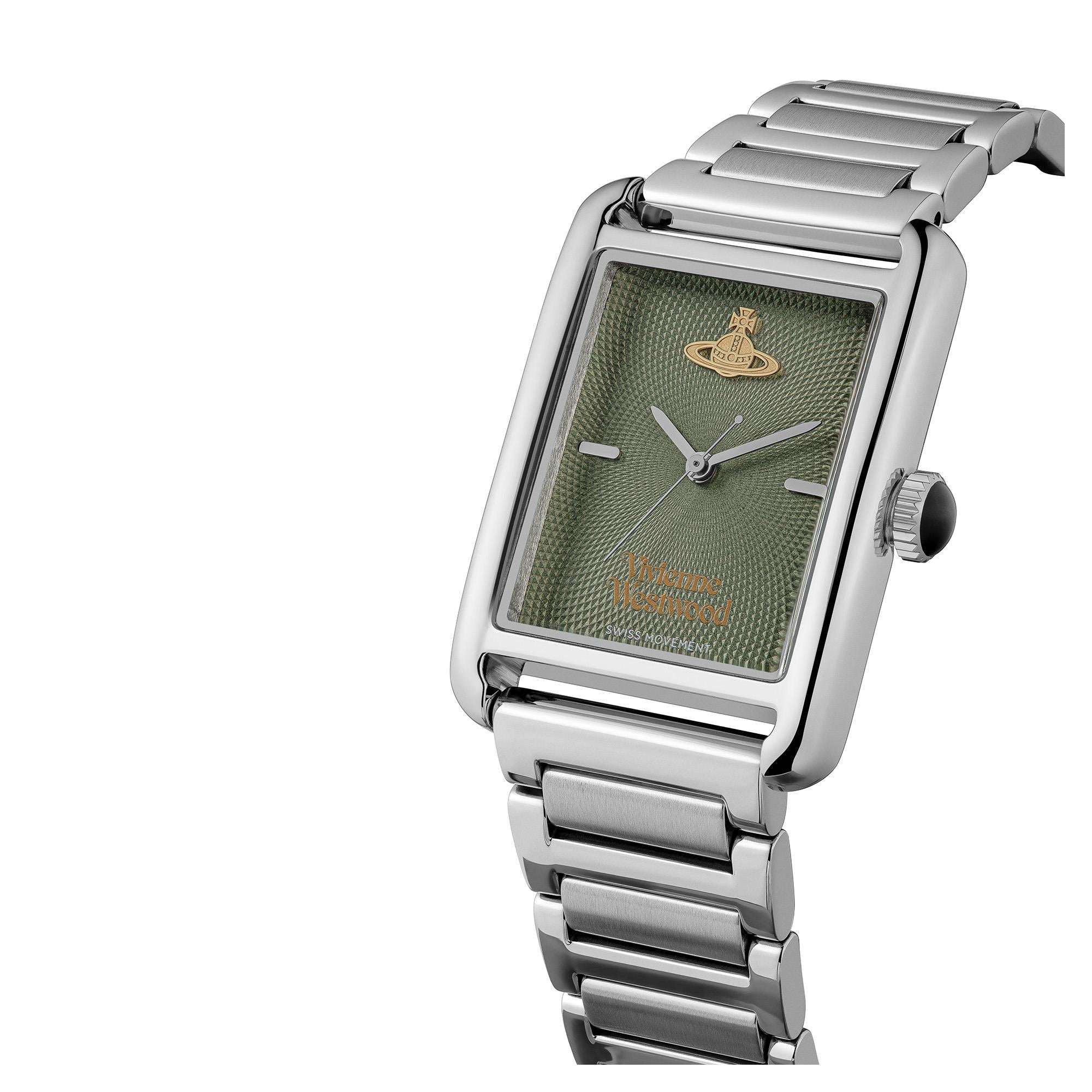 Vivienne Westwood Shacklewell Quarz Grünes Zifferblatt Edelstahlarmband Damen Uhr VV297GRSL