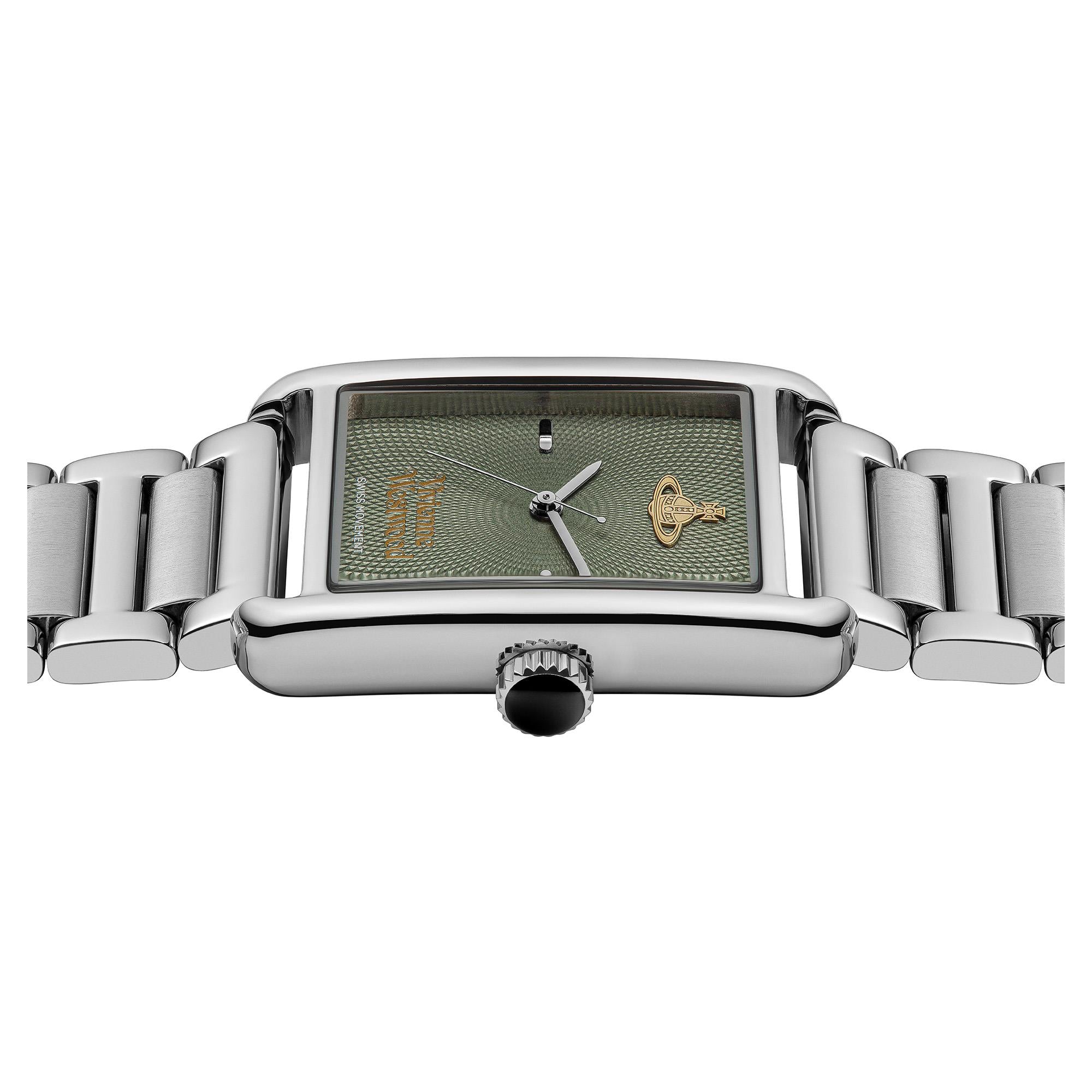 Vivienne Westwood Shacklewell Quarz Grünes Zifferblatt Edelstahlarmband Damen Uhr VV297GRSL