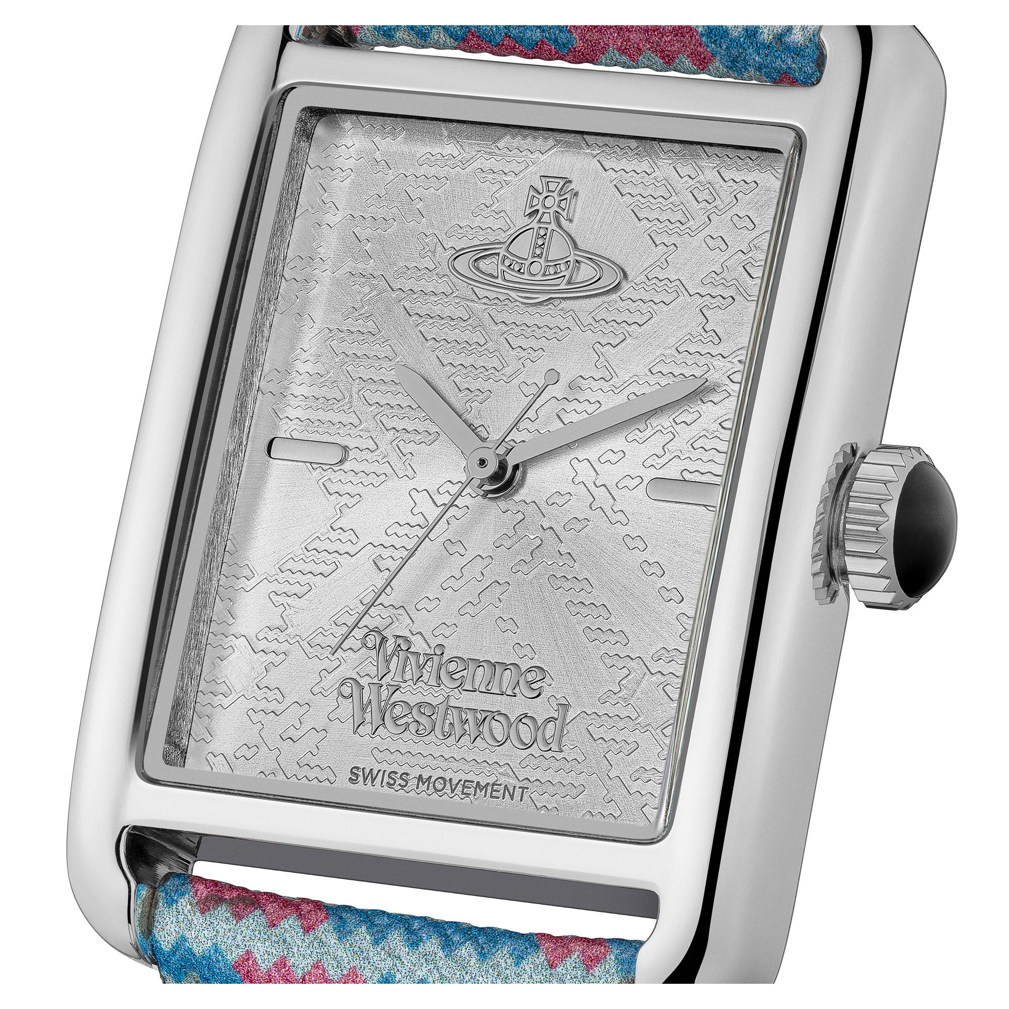 Vivienne Westwood Shacklewell Quarz Silbernes Zifferblatt Lederarmband Damen Uhr VV297SLMT