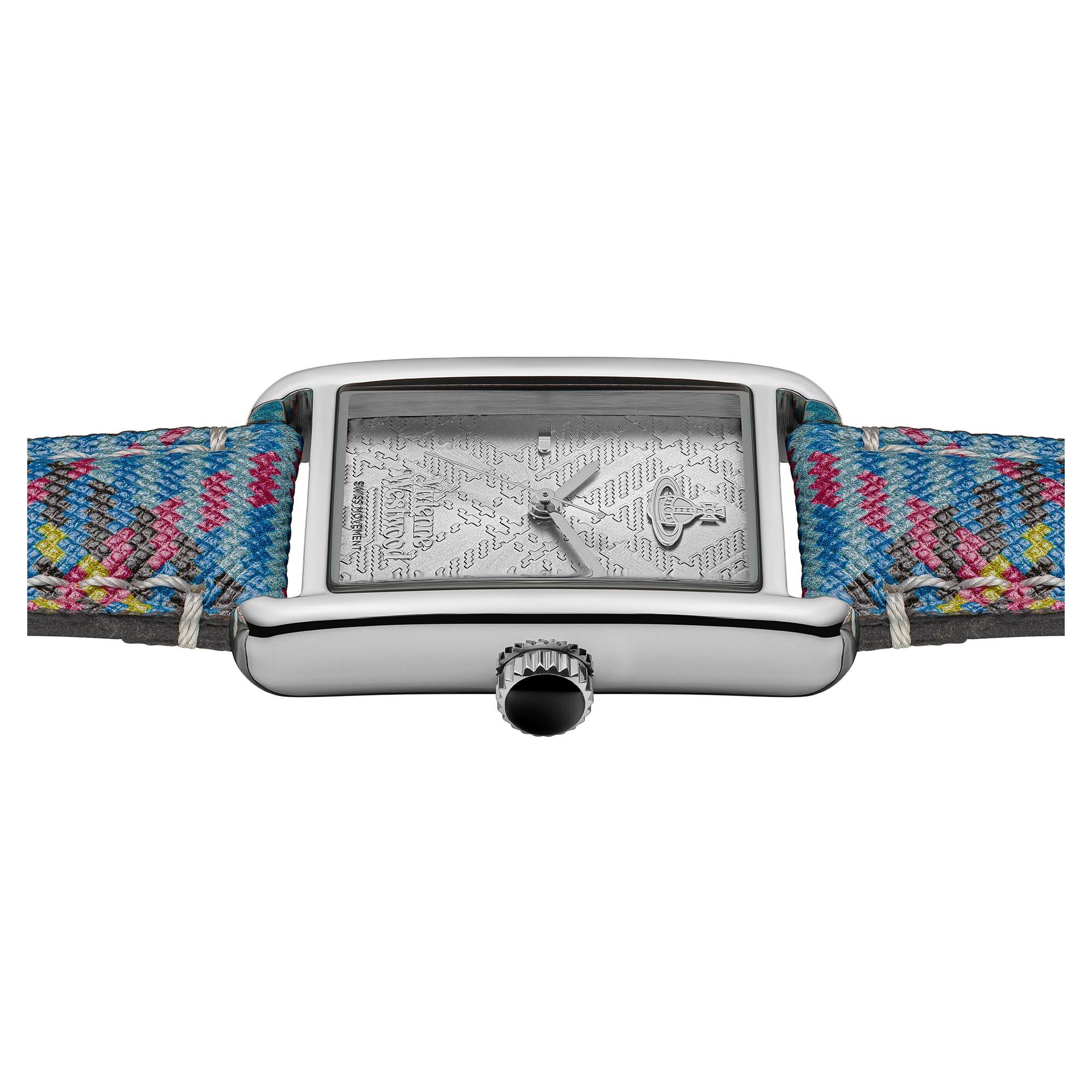 Vivienne Westwood Shacklewell Quarz Silbernes Zifferblatt Lederarmband Damen Uhr VV297SLMT