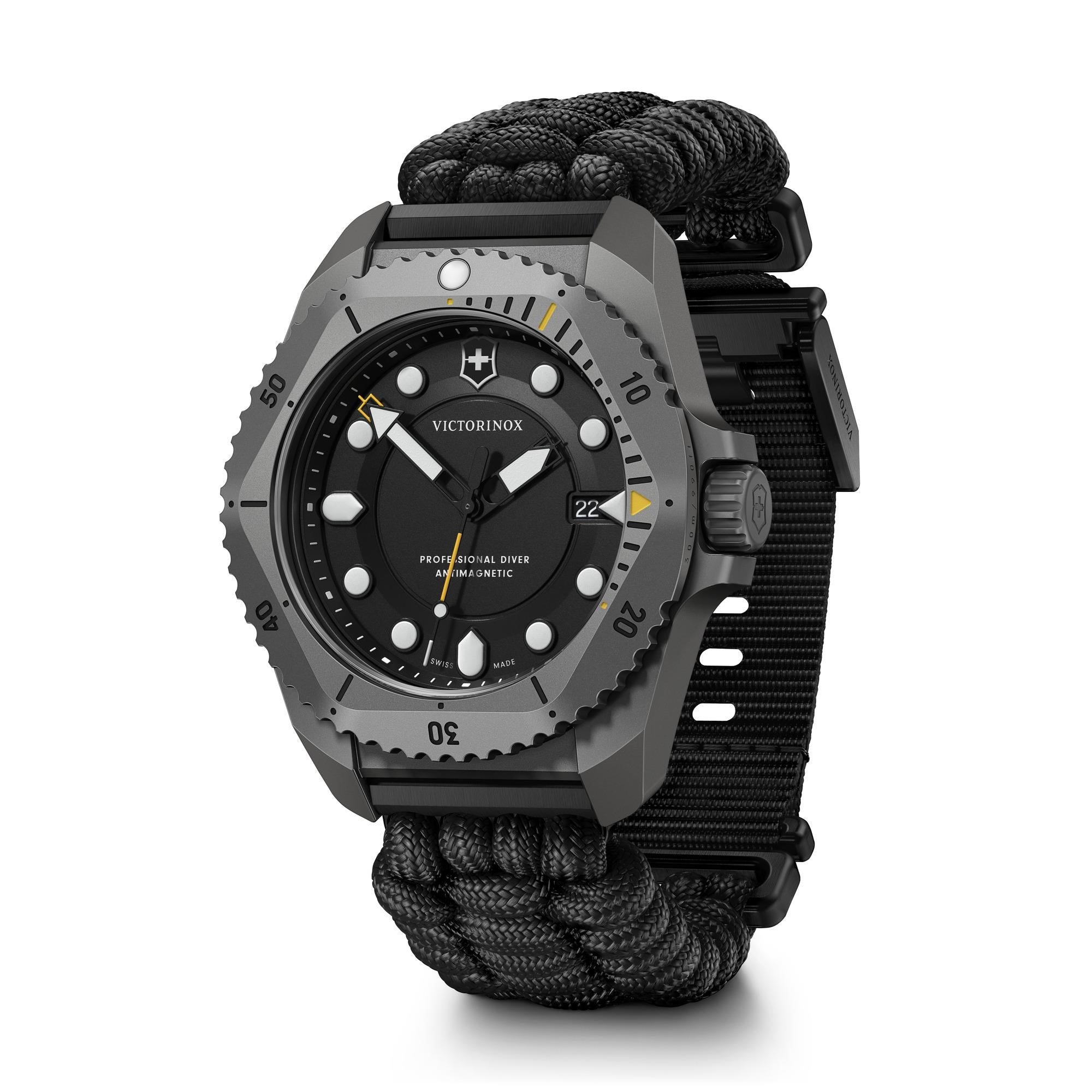 Victorinox Dive Pro 241993.1 sandblasted titanium case and screw-down crown detail