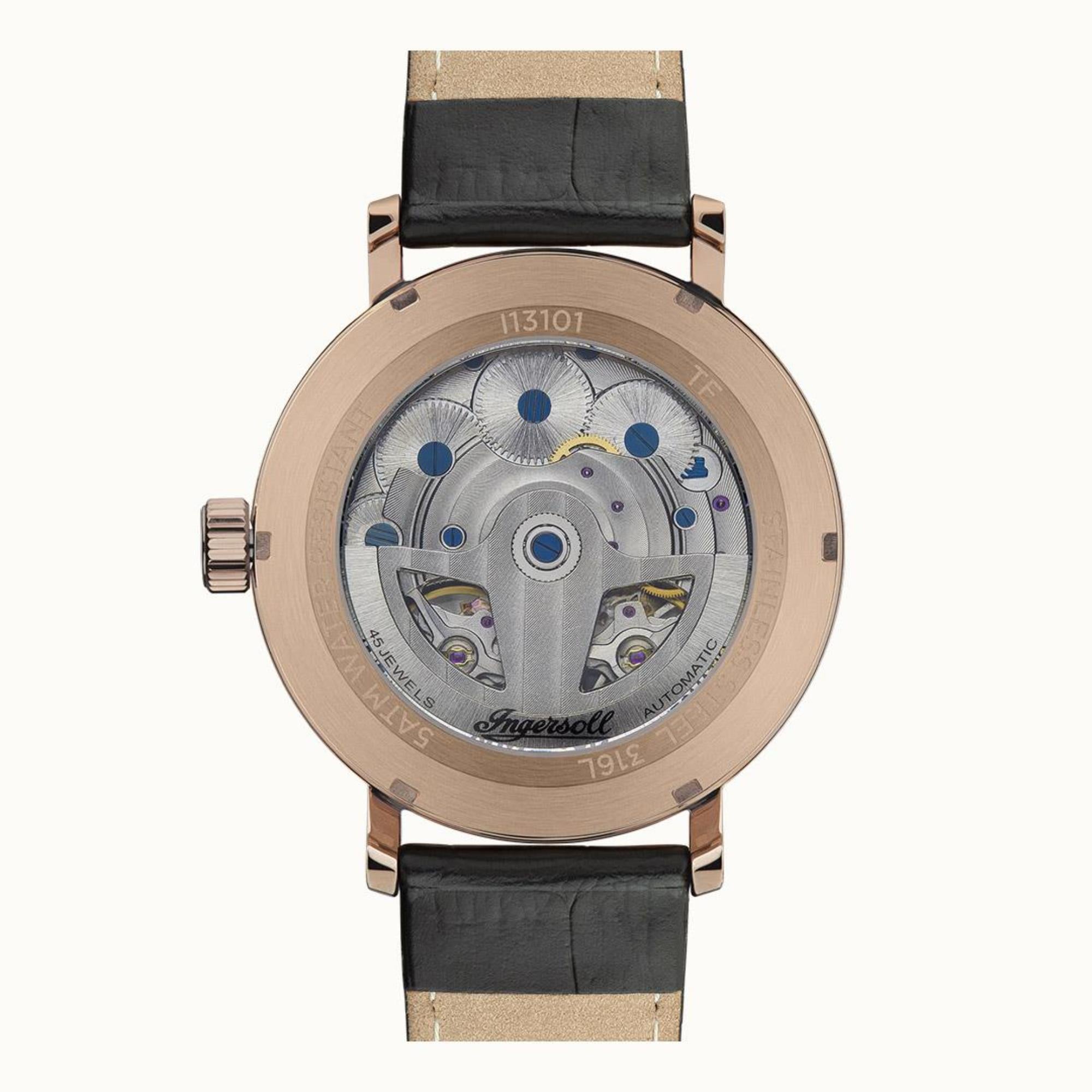 Ingersoll 1892 Der Tennessee Automatik Herren Uhr mit Grauem Vinyl und Fächerstruktur Zifferblatt und Lederarmband - I13101