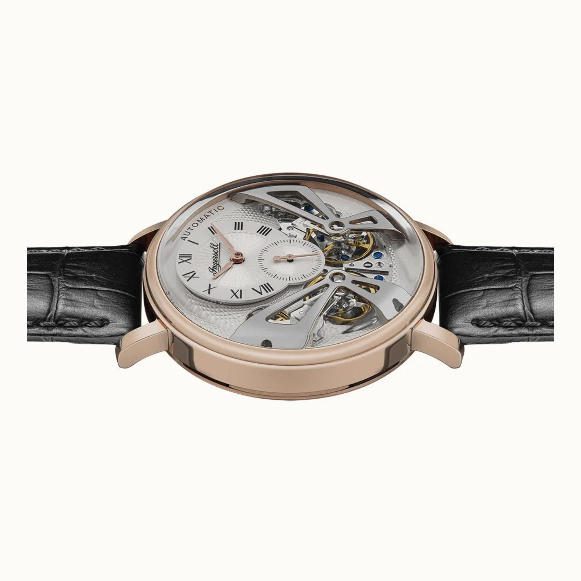 Ingersoll 1892 Der Tennessee Automatik Herren Uhr mit Grauem Vinyl und Fächerstruktur Zifferblatt und Lederarmband - I13101