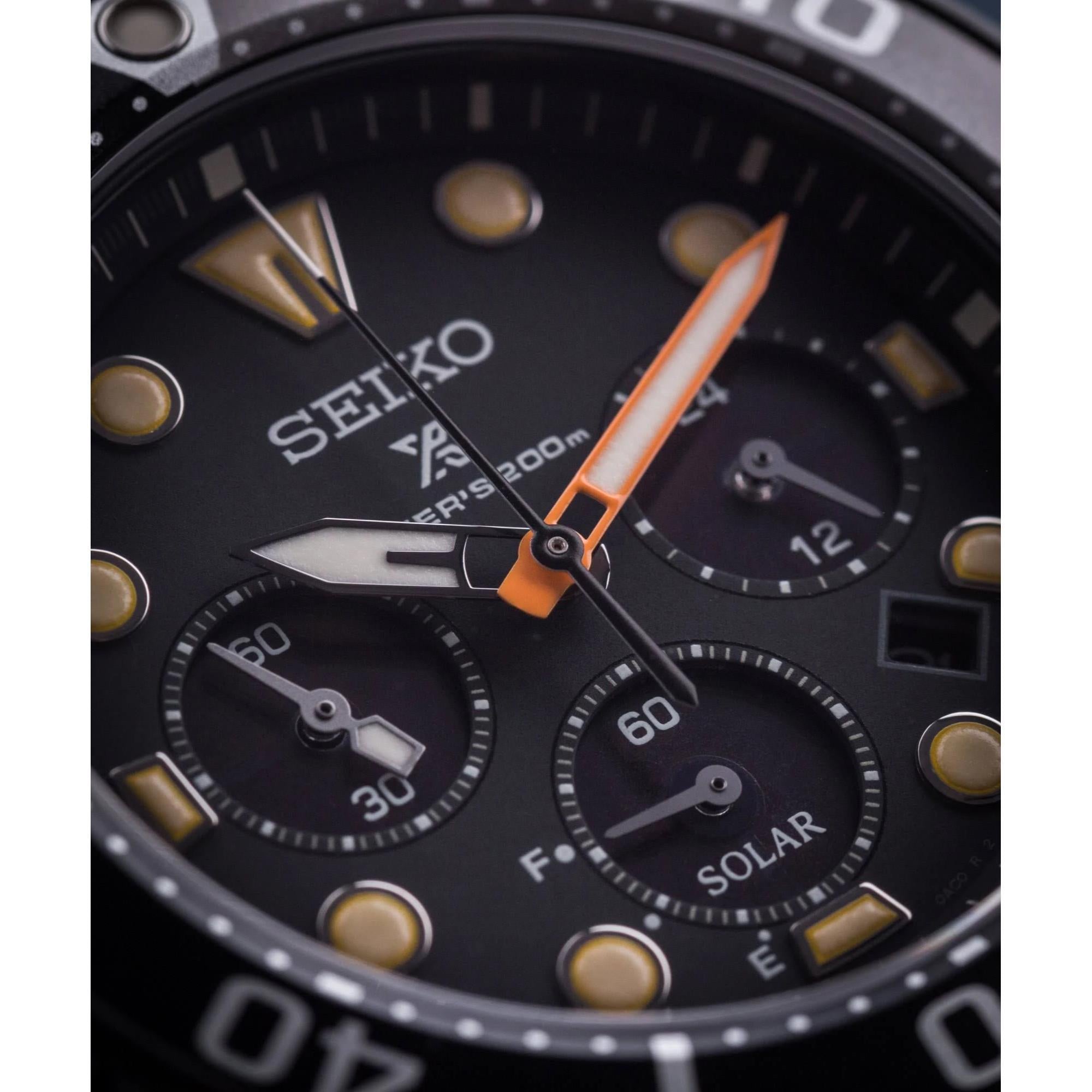 Seiko Limited Edition Diver’s Prospex Schwarze Serie ‘Sumo’ Solar Schwarzes Zifferblatt Silikonarmband Herren Uhr SSC761J1