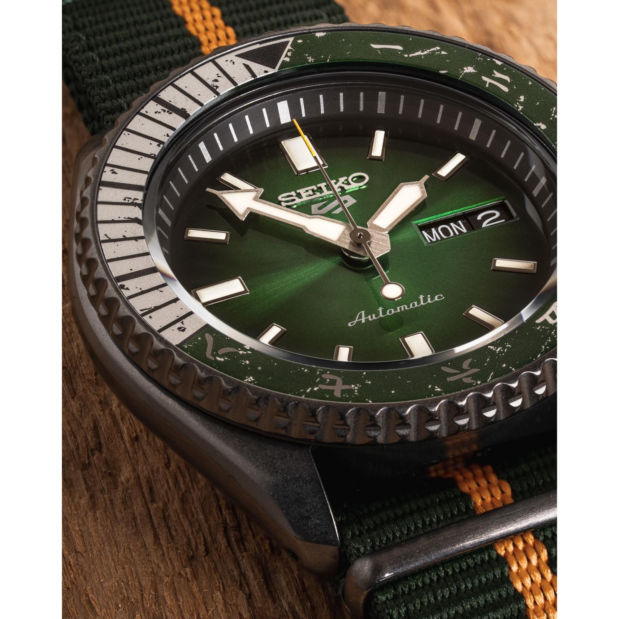 Seiko 5 Sports Naruto & Boruto Limited Edition Automatik Grünes Zifferblatt Herren Uhr SRPF73K1