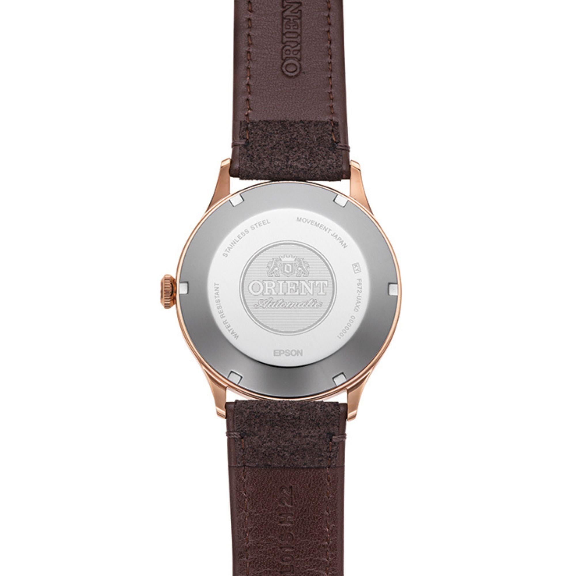 Orient Bambino 42mm Bronze Dial Leather Mens Automatic Watch RA-AC0P04Y10B