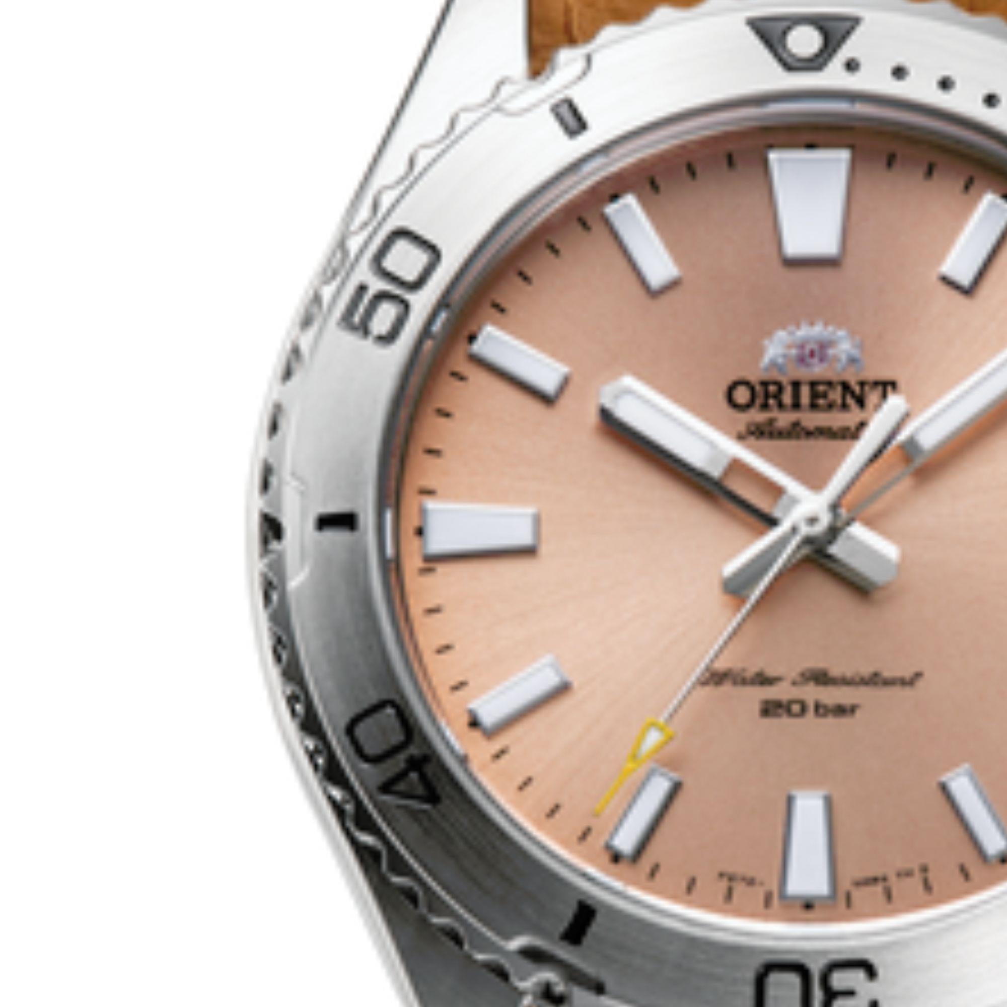 Orient Mako 40mm Orange Dial Leather Mens Automatic Watch RA-AC0Q05P10B