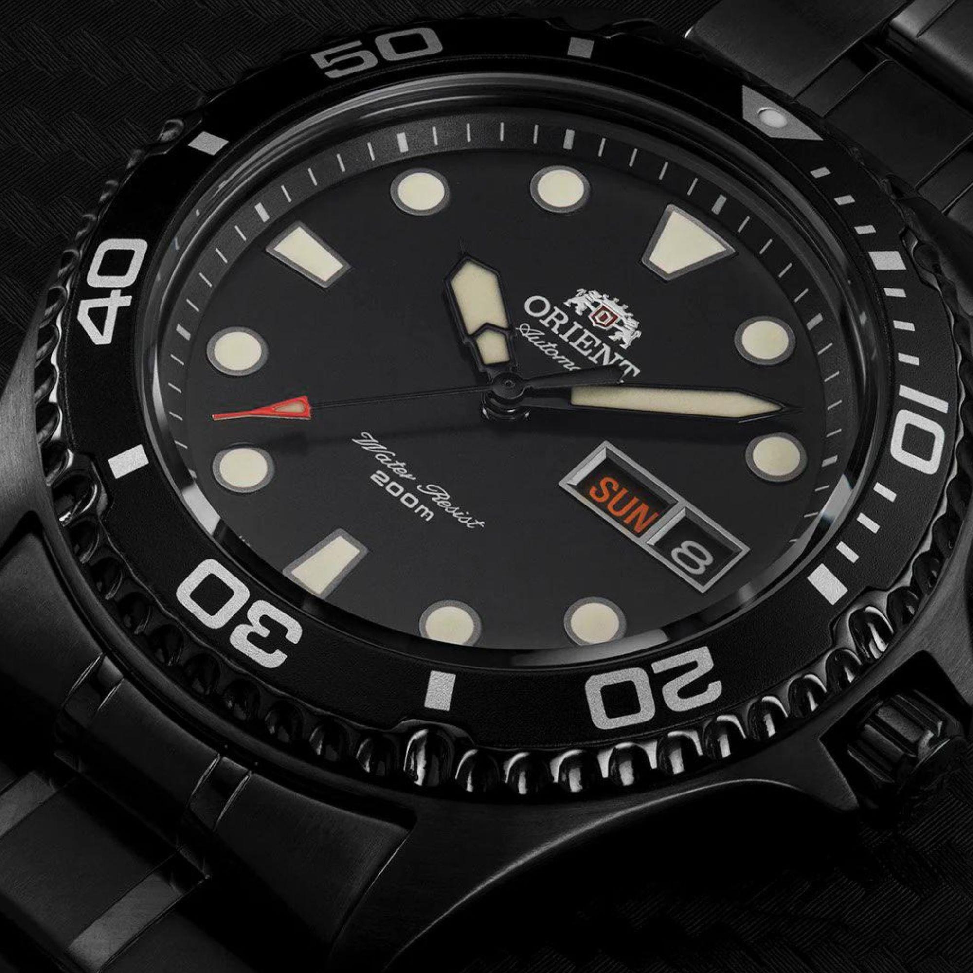 Orient Ray Raven II 41mm Black Dial Steel Mens Automatic Watch FAA02003B9