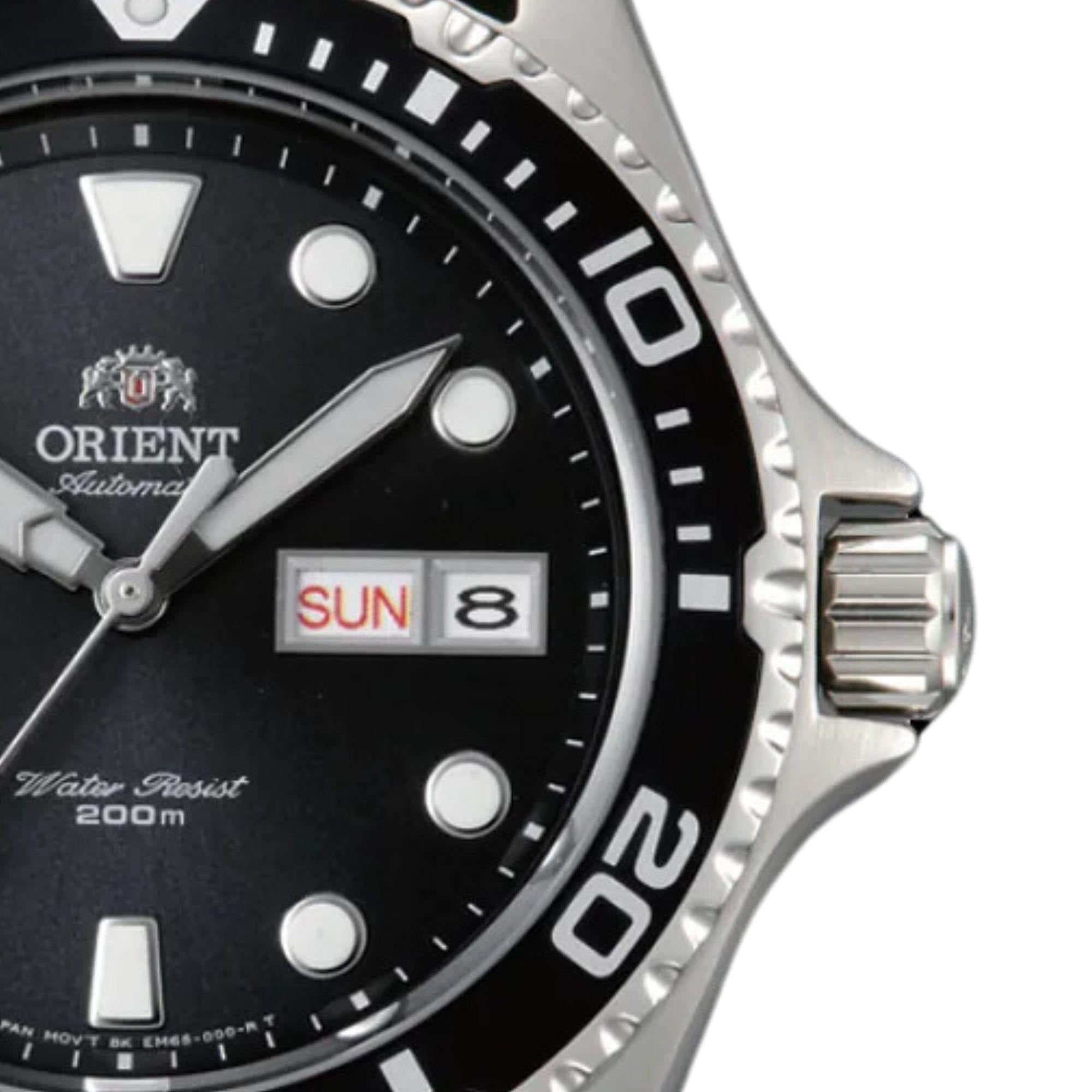 Orient Ray II 42mm Schwarz Zifferblatt Gummi Herren Automatik Uhr FAA02007B9