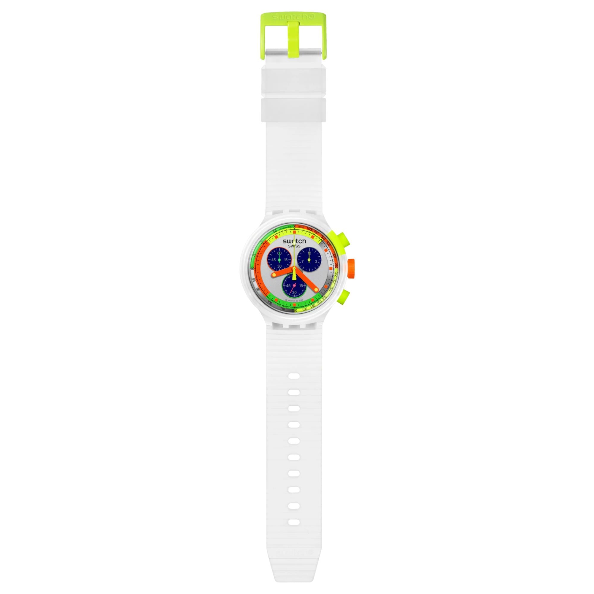 Swatch Neon Jelly Multicolour Dial Silicone Strap Chronograph Unisex Watch SB02K100 - WatchNation