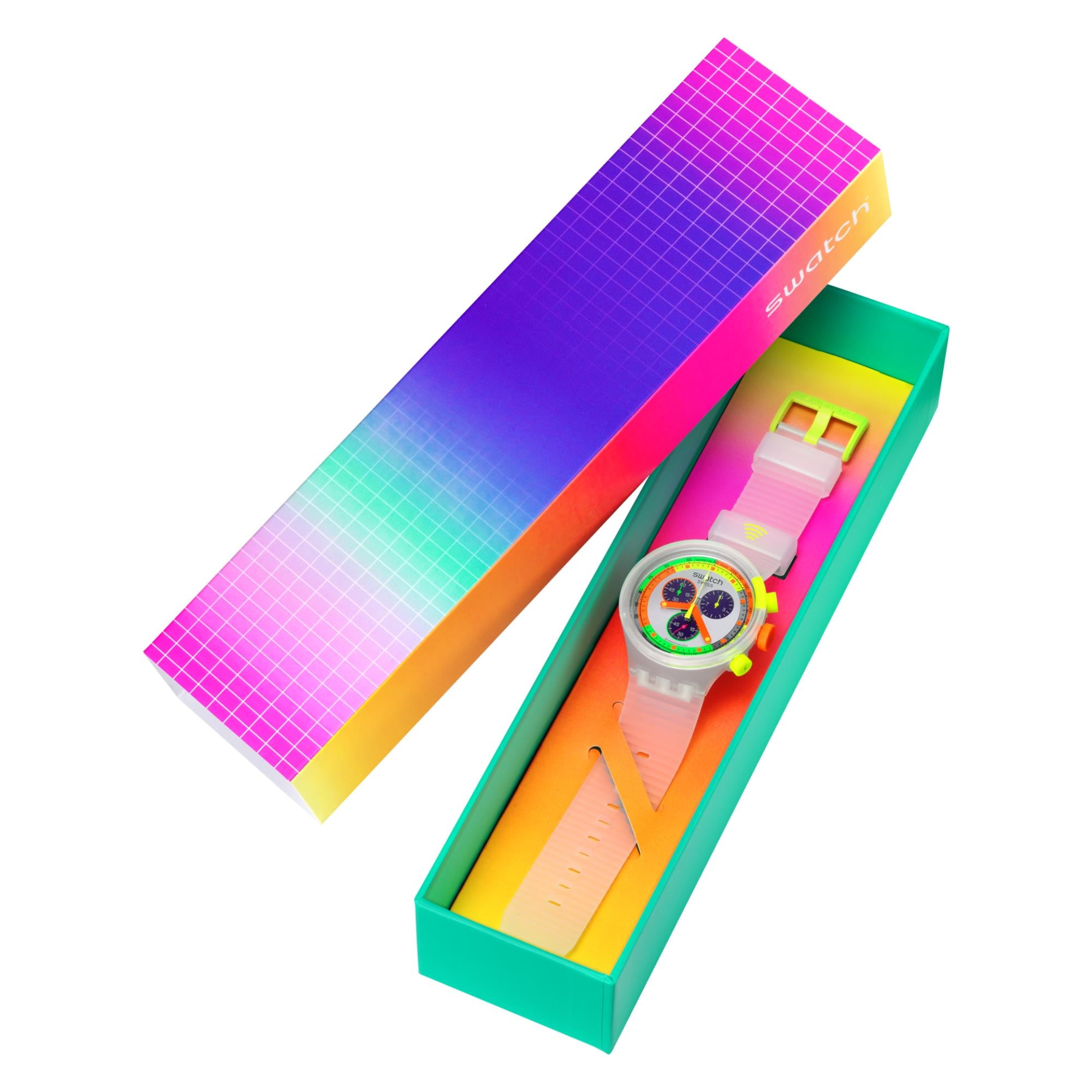 Swatch Neon Jelly Pay! Chronograph Silicone Watch SB02K101-5300