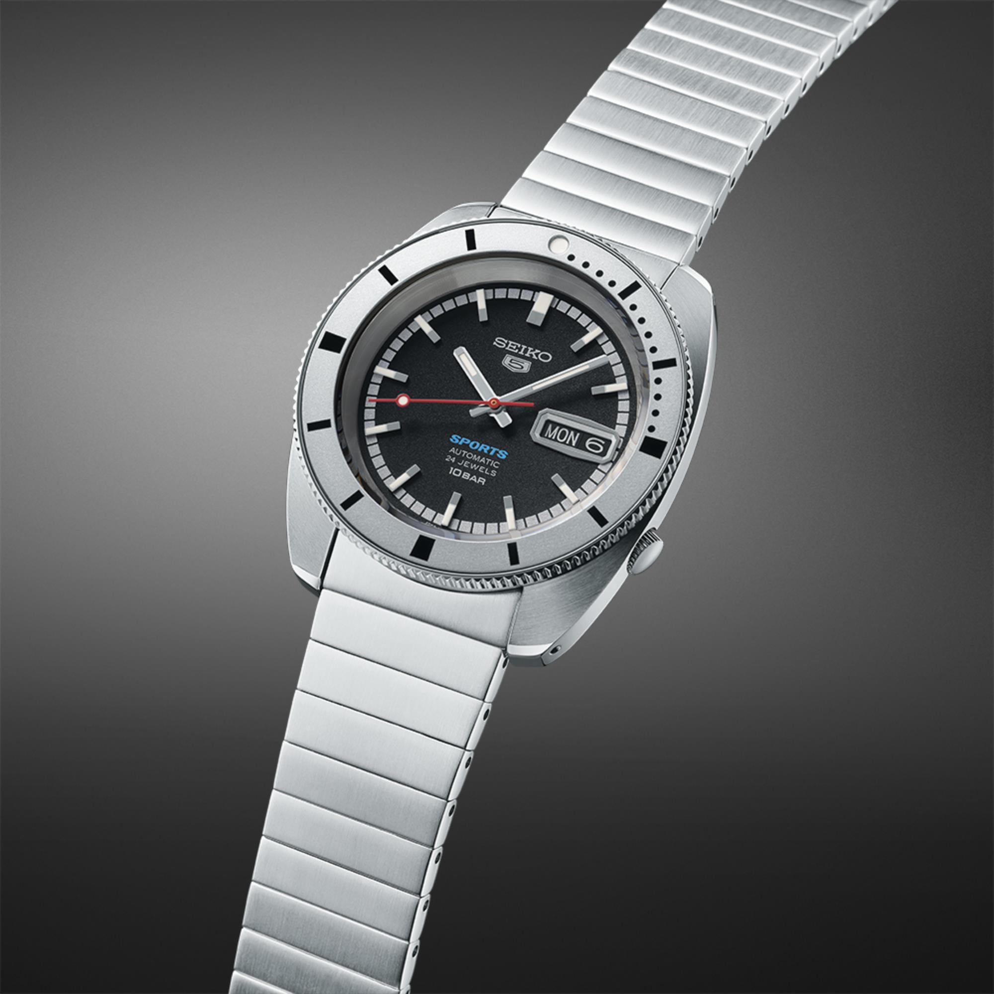 Seiko 5 Sports 'Pepper Black' 1968 Recreation Limited Edition Black Dial Men's Watch SRPL05K1