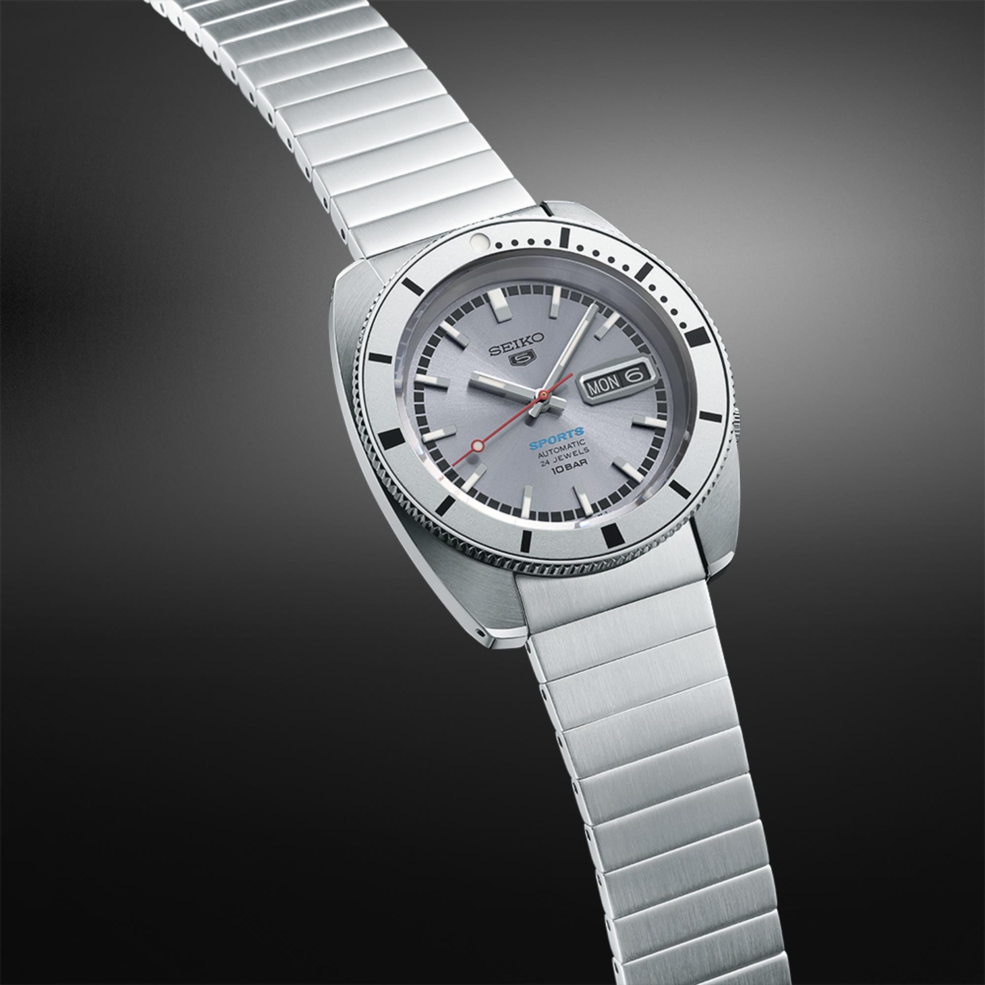 Seiko 5 Sports 'Ash Blue' 1968 Nachbildung Limitierte Auflage Silbernes Zifferblatt Herren Uhr SPRL03K1