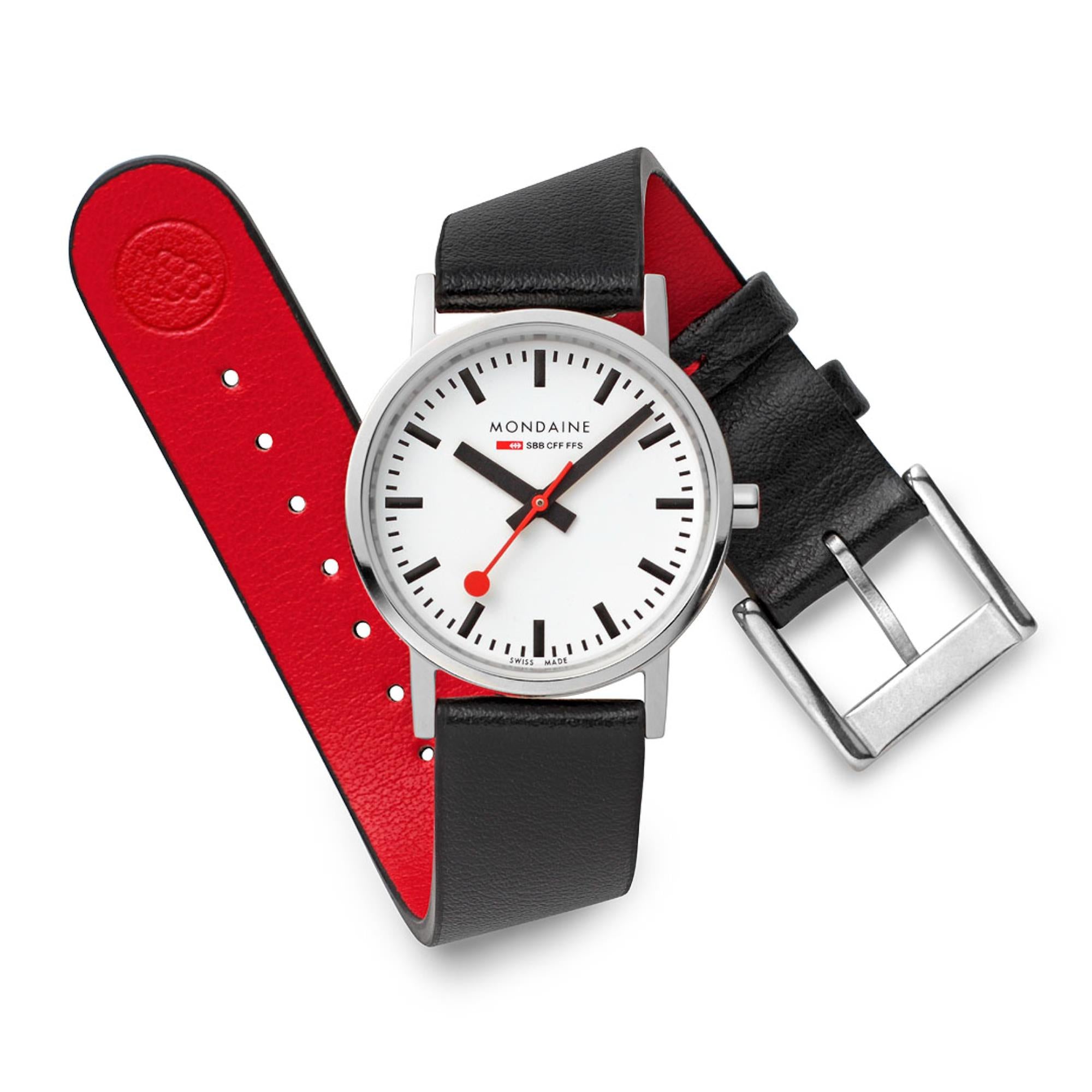 Mondaine Classic 30mm Weißes Zifferblatt Leder Damen Quarz Uhr A658.30323.11SBBV
