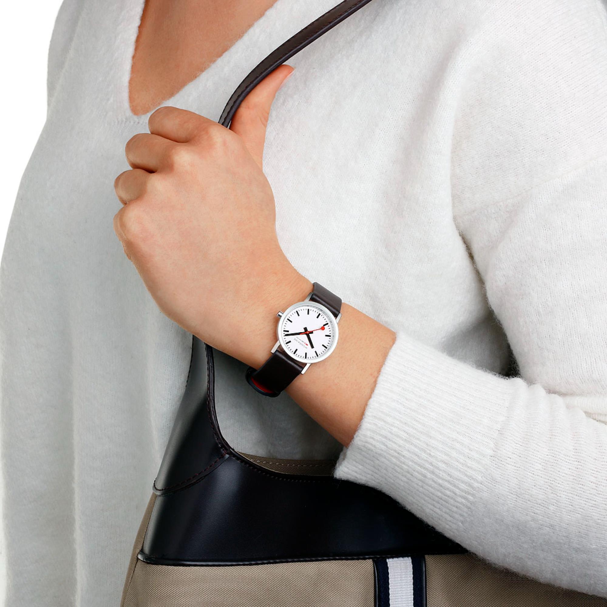 Mondaine Classic 30mm White Dial Leather Ladies Quartz Watch A658.30323.11SBBV