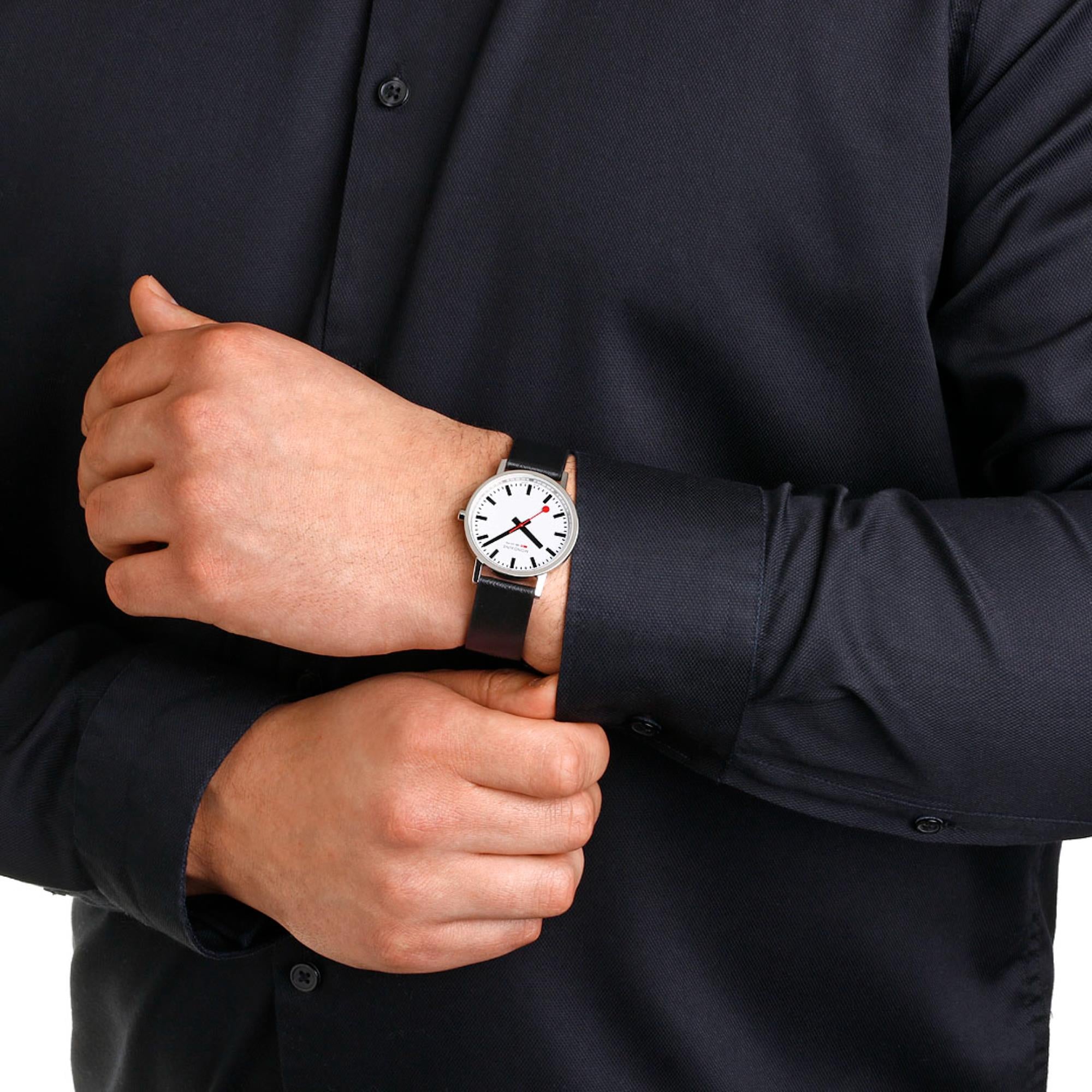 Mondaine Classic 36mm White Dial Leather Quartz Watch A660.30314.11SBBV