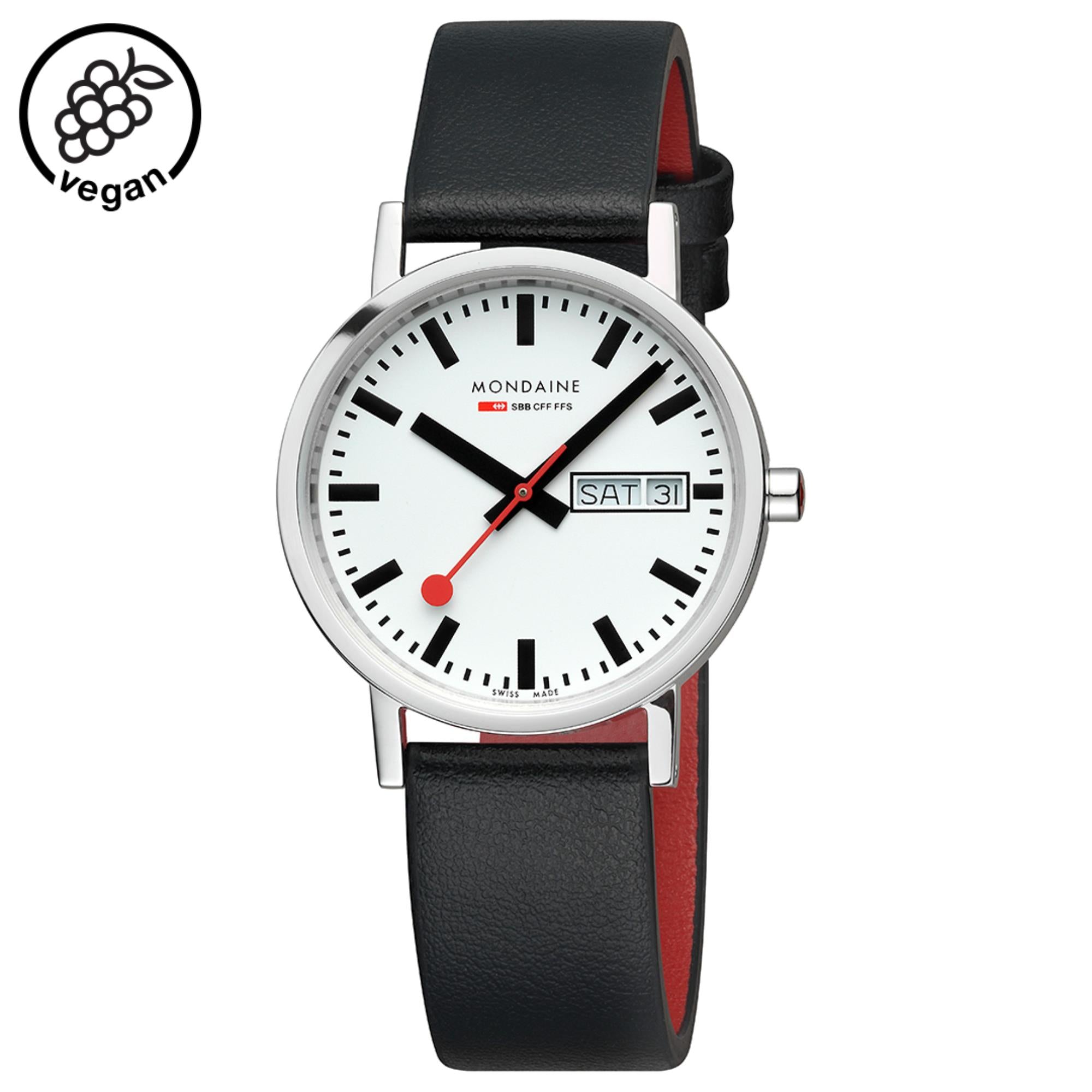 Mondaine Classic Tag Datum Weißes Zifferblatt Lederarmband Uhr A667.30314.11SBBV