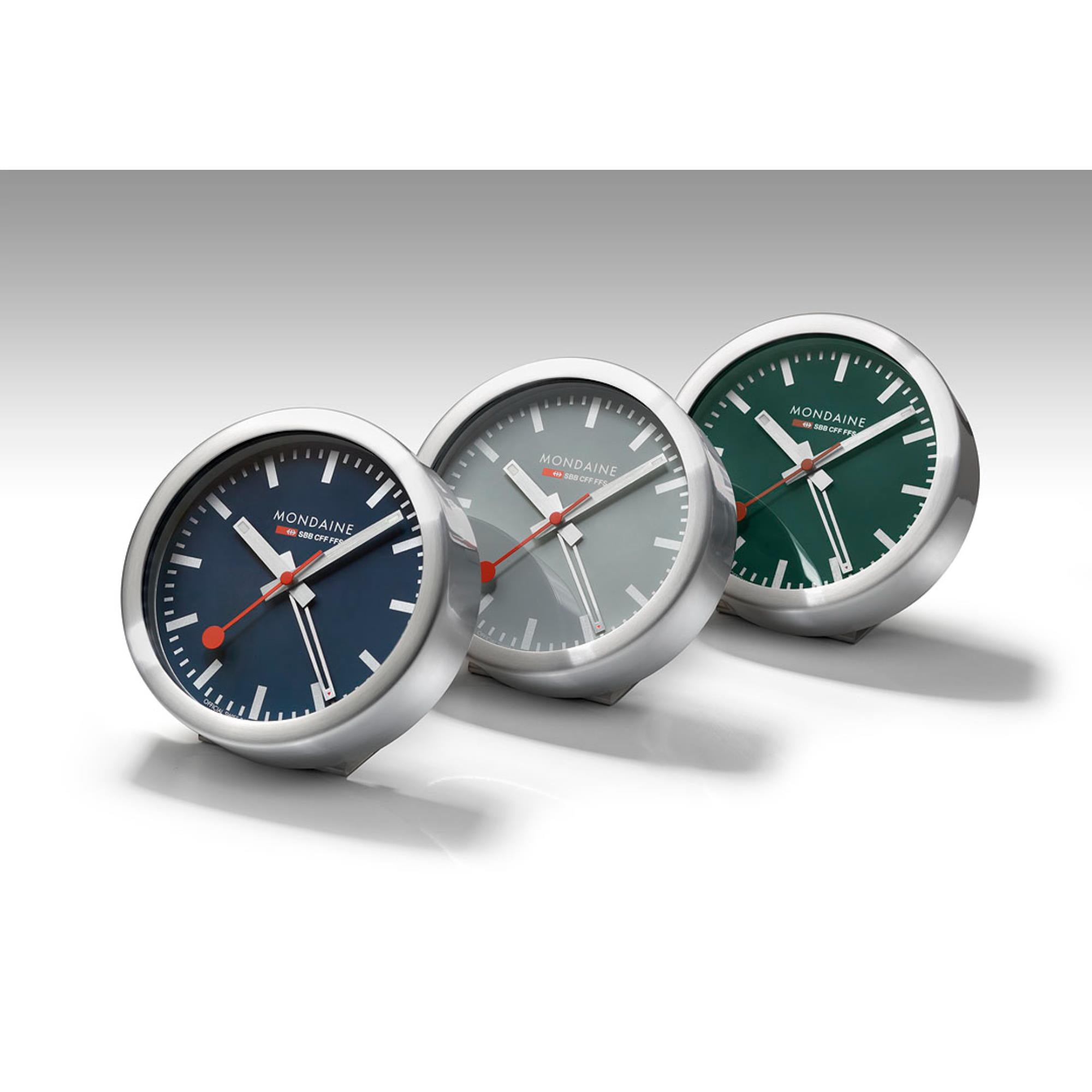 Mondaine Good Grey Aluminium Table and Alarm Clock A997.MCAL.86SBV.1