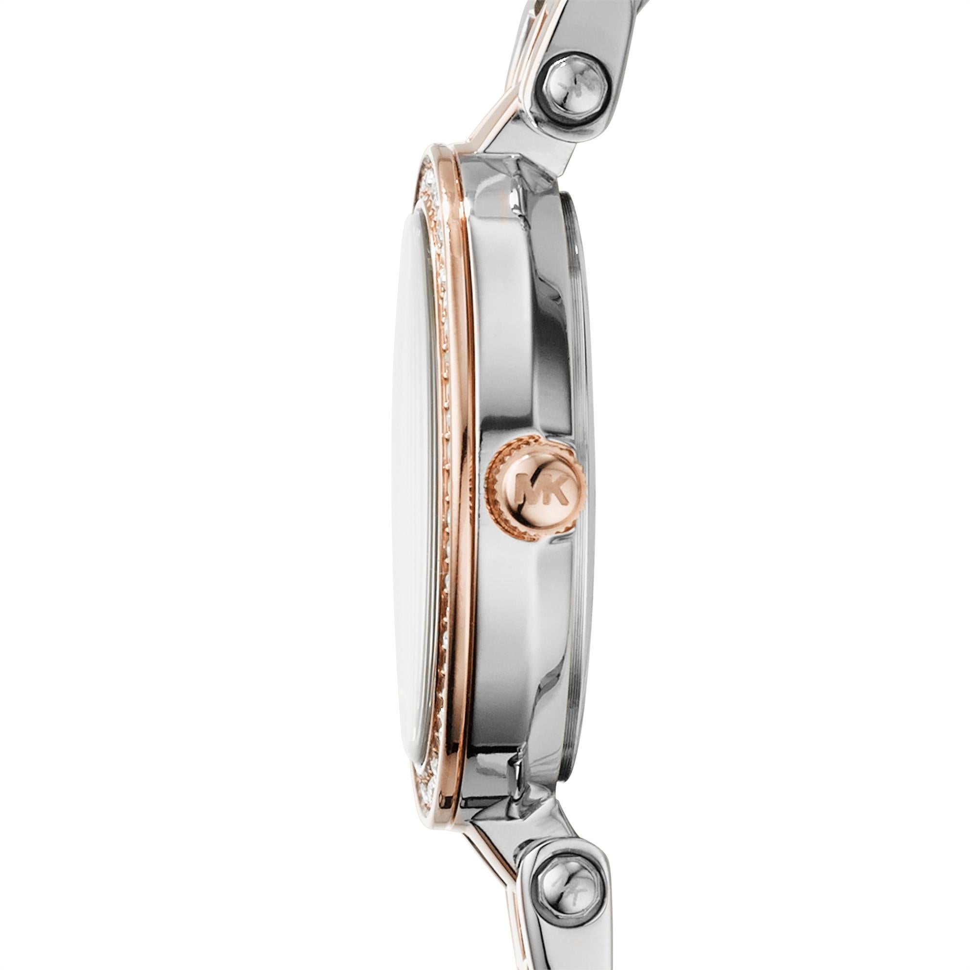 Michael Kors Petite Darci Edelstahl Silbernes Zifferblatt Damen Uhr MK3298