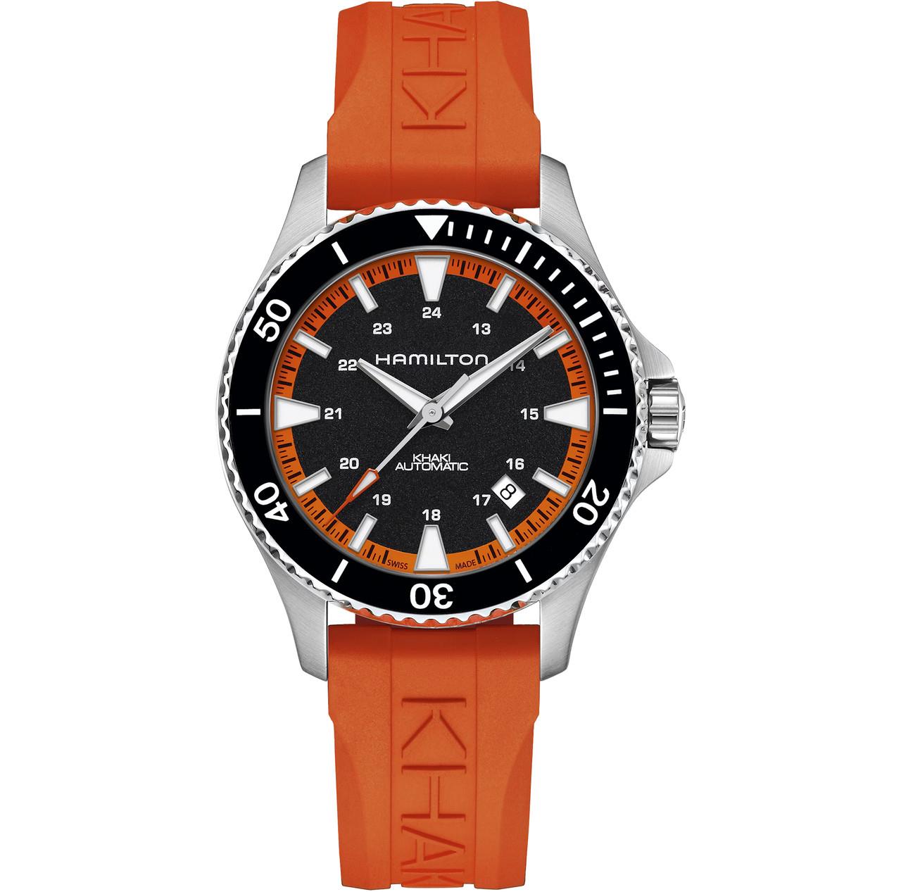Hamilton Khaki Navy Scuba Automatic Black Dial Rubber Strap Men's Watch H82395331