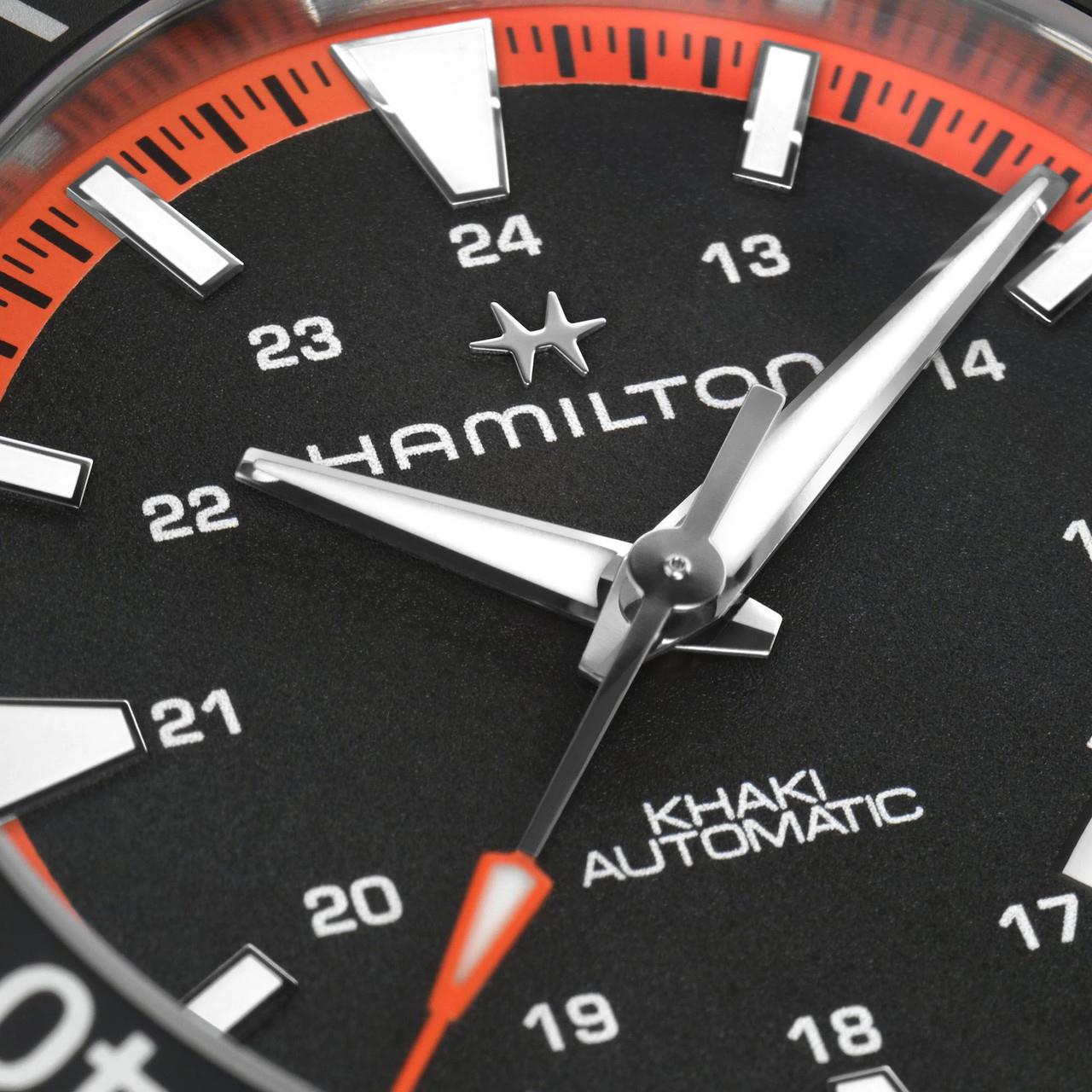 Hamilton Khaki Navy 40mm Black Dial Rubber Mens Automatic Watch H82395331