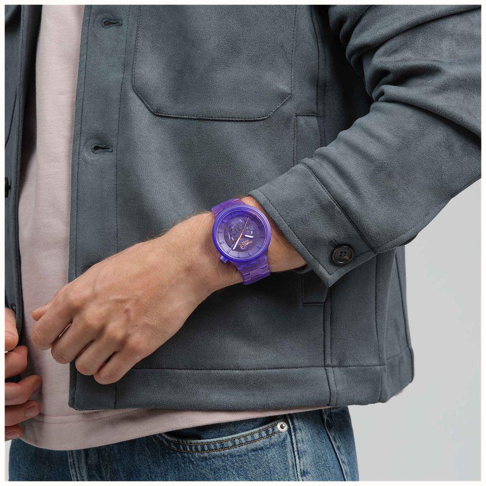 Swatch PURPLE JOY Lila Zifferblatt Uhr aus biobasiertem Material SB05V103