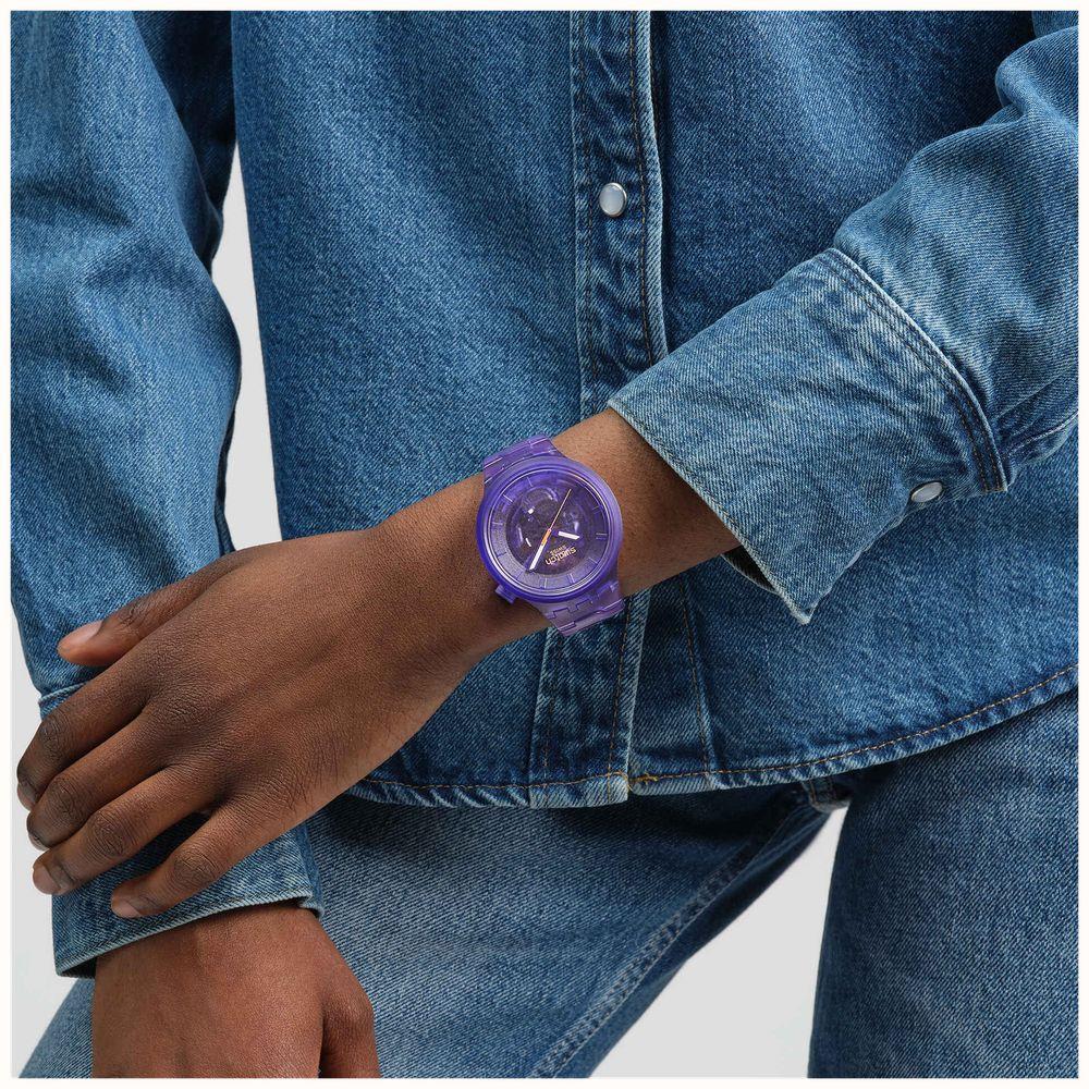 Swatch PURPLE JOY Lila Zifferblatt Uhr aus biobasiertem Material SB05V103
