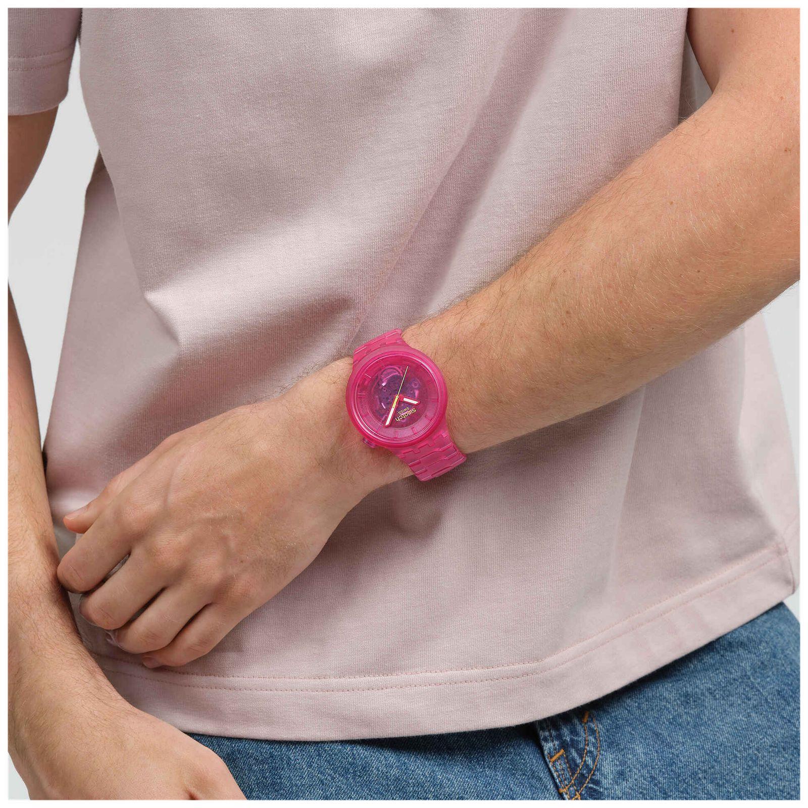 Swatch PINK JOY Pinkes Zifferblatt Pinke biobasierte Uhr SB05P102