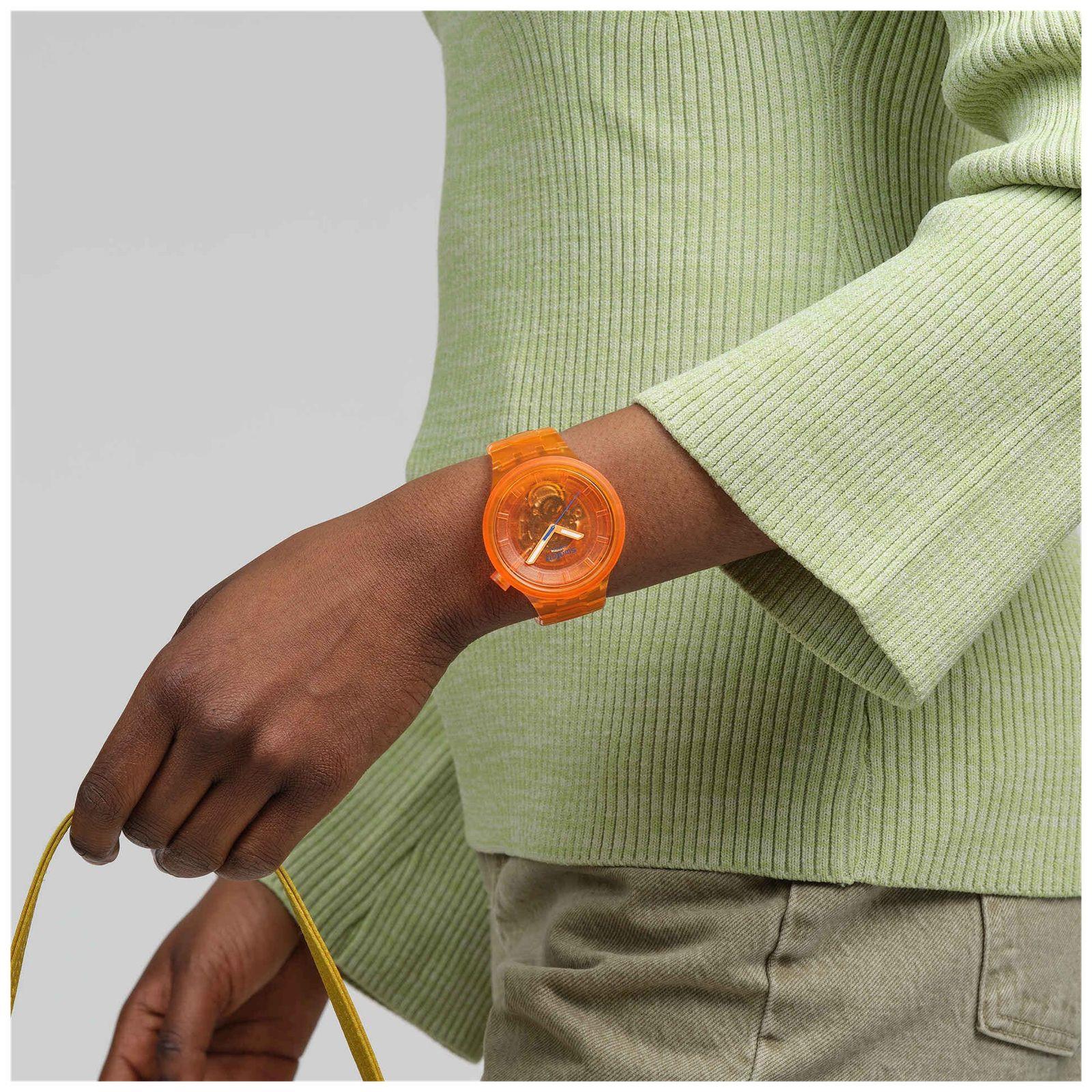 Swatch ORANGE JOY Oranges Zifferblatt Orange biobasierte Uhr SB05O103