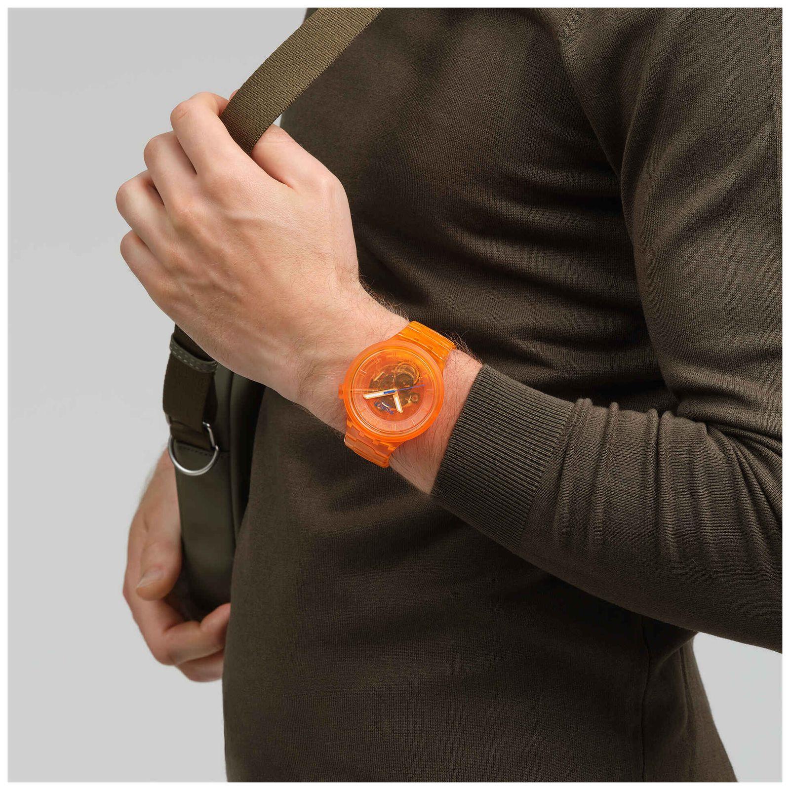 Swatch ORANGE JOY Oranges Zifferblatt Orange biobasierte Uhr SB05O103