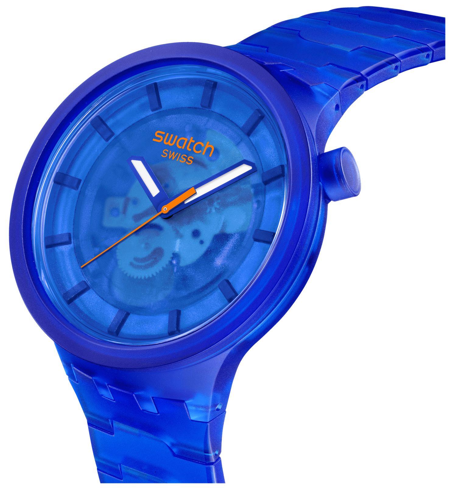 Swatch NAVY JOY Blaues Zifferblatt Uhr aus biobasiertem Material SB05N116