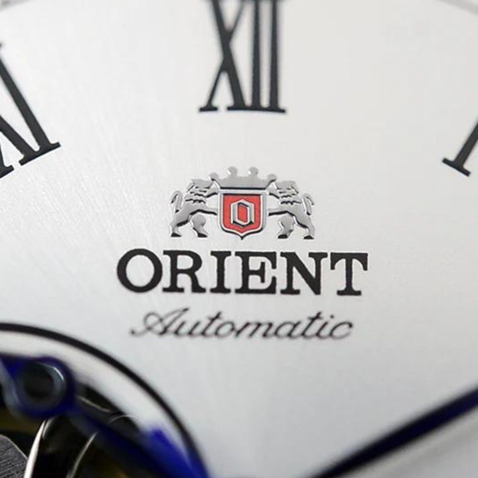 Orient Bambino 43mm Open Heart White Dial Leather Mens Automatic Watch TAG0003W0