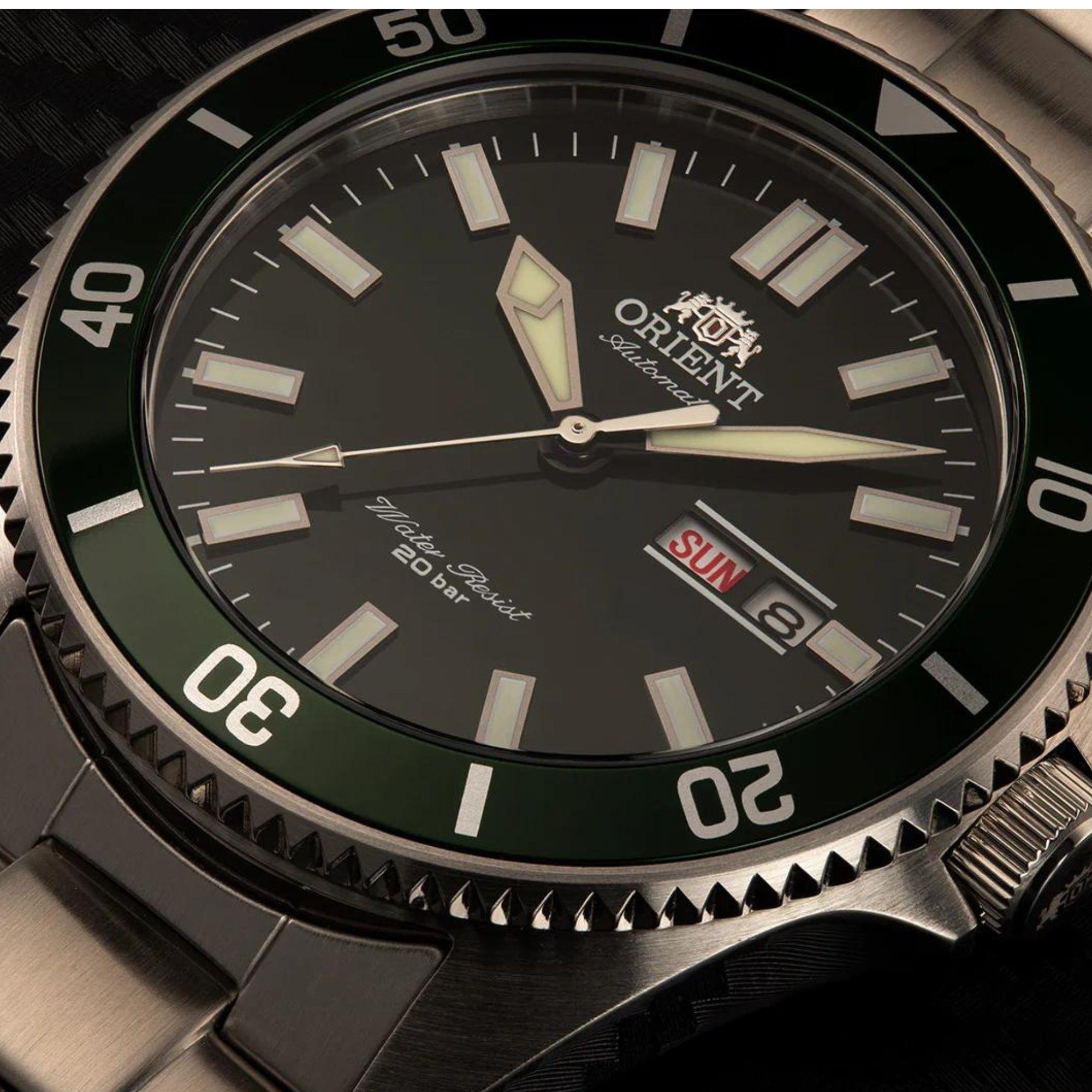 Orient Kano 44mm Grünes Zifferblatt Stahl Herren Automatik Uhr RA-AA0914E19B