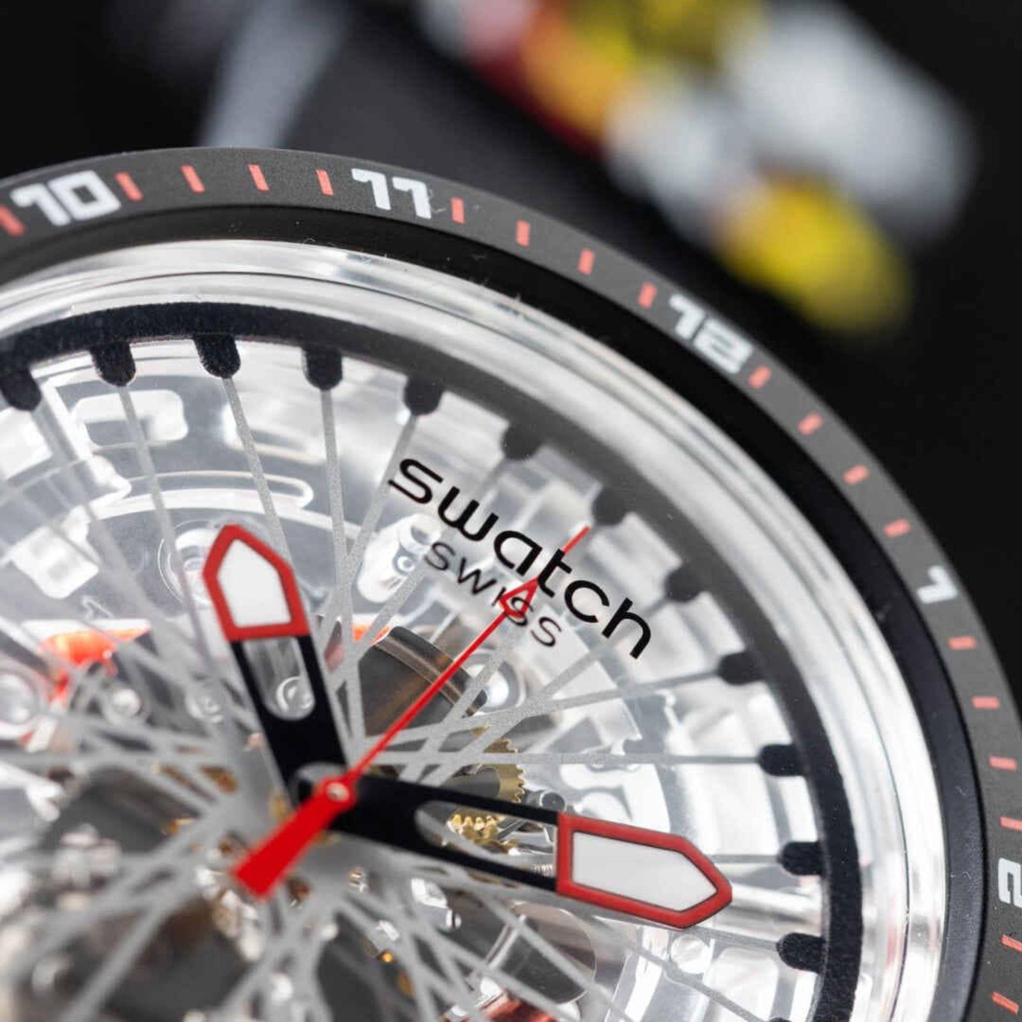 Swatch THE PILGRIM - TREAD ON IT Transparent Dial Silicone Watch SB05K103