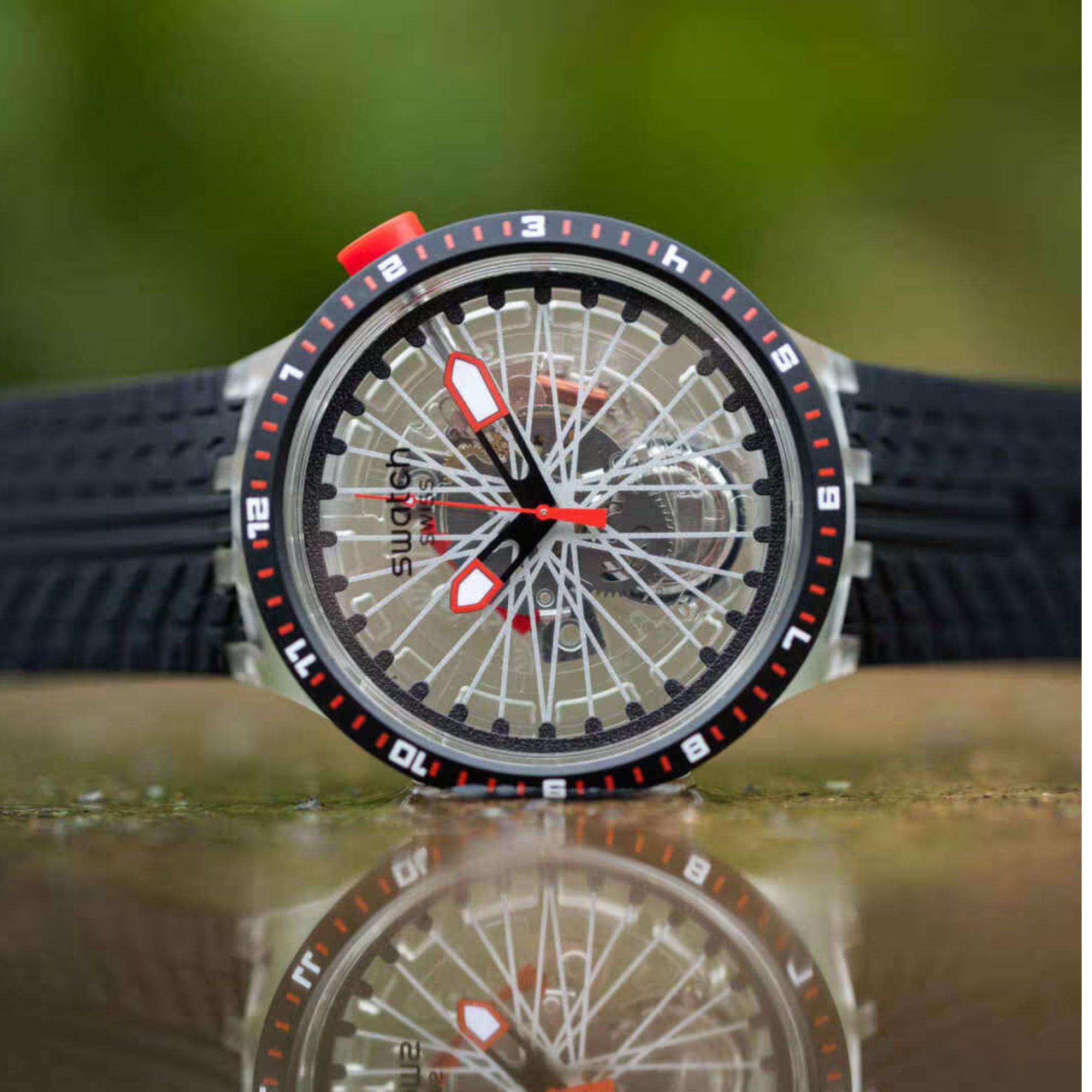 Swatch THE PILGRIM - TREAD ON IT Transparent Dial Silicone Watch SB05K103