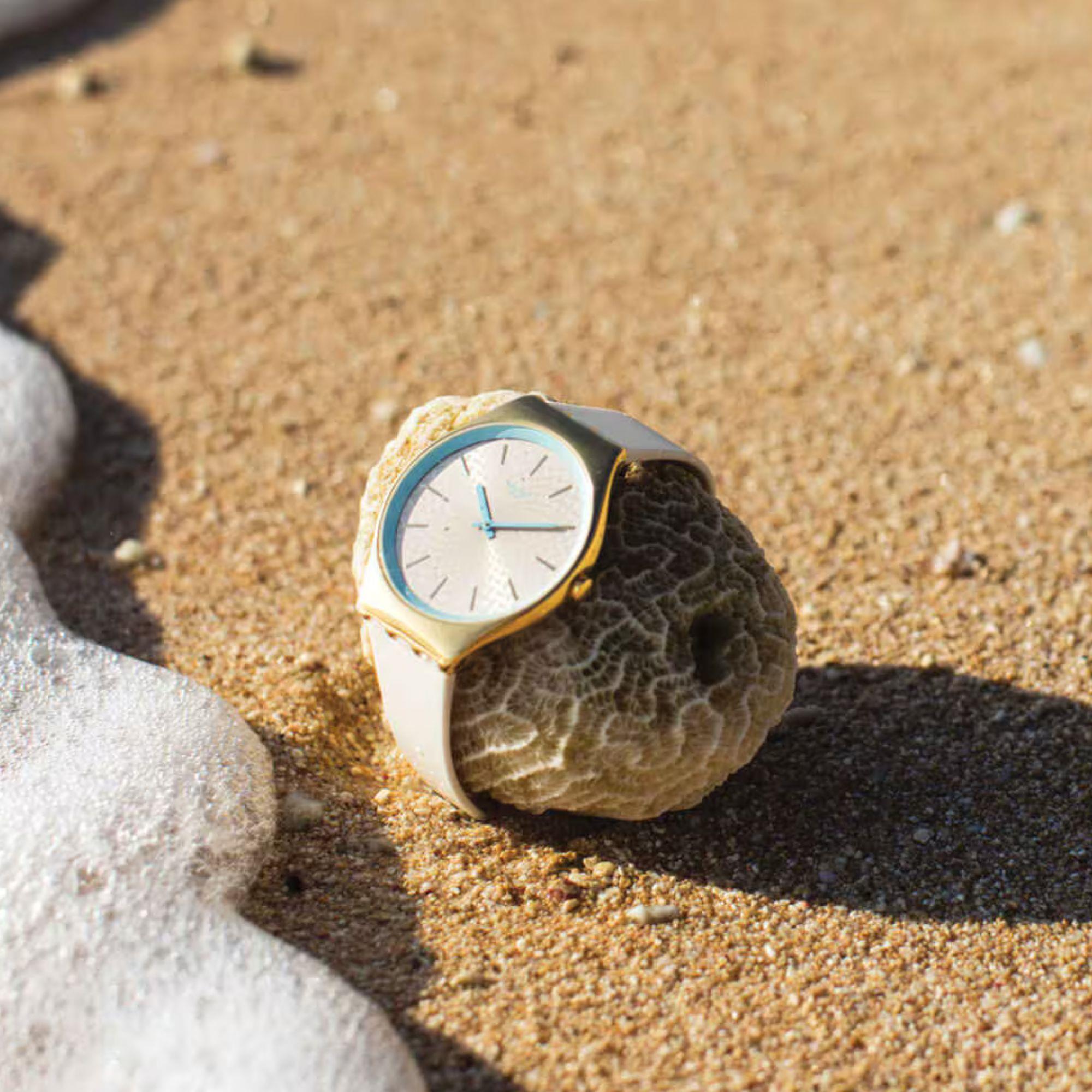Swatch COCO HO BLU Ivory Dial Silicone Watch SYXG127