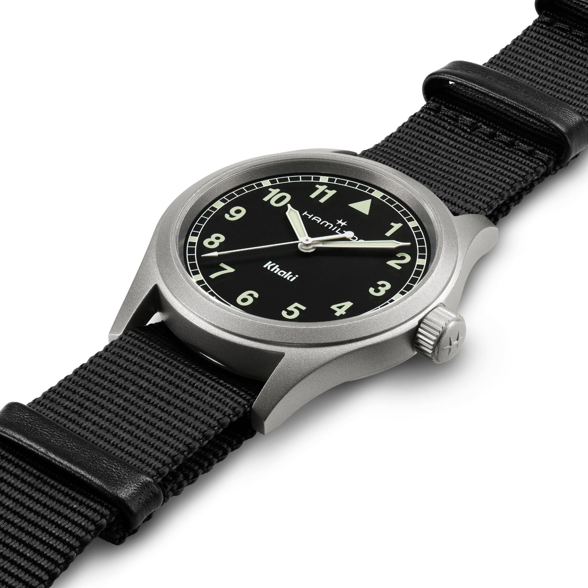 Hamilton Khaki Field 38mm Black Dial NATO Mens Quartz Watch H69401430