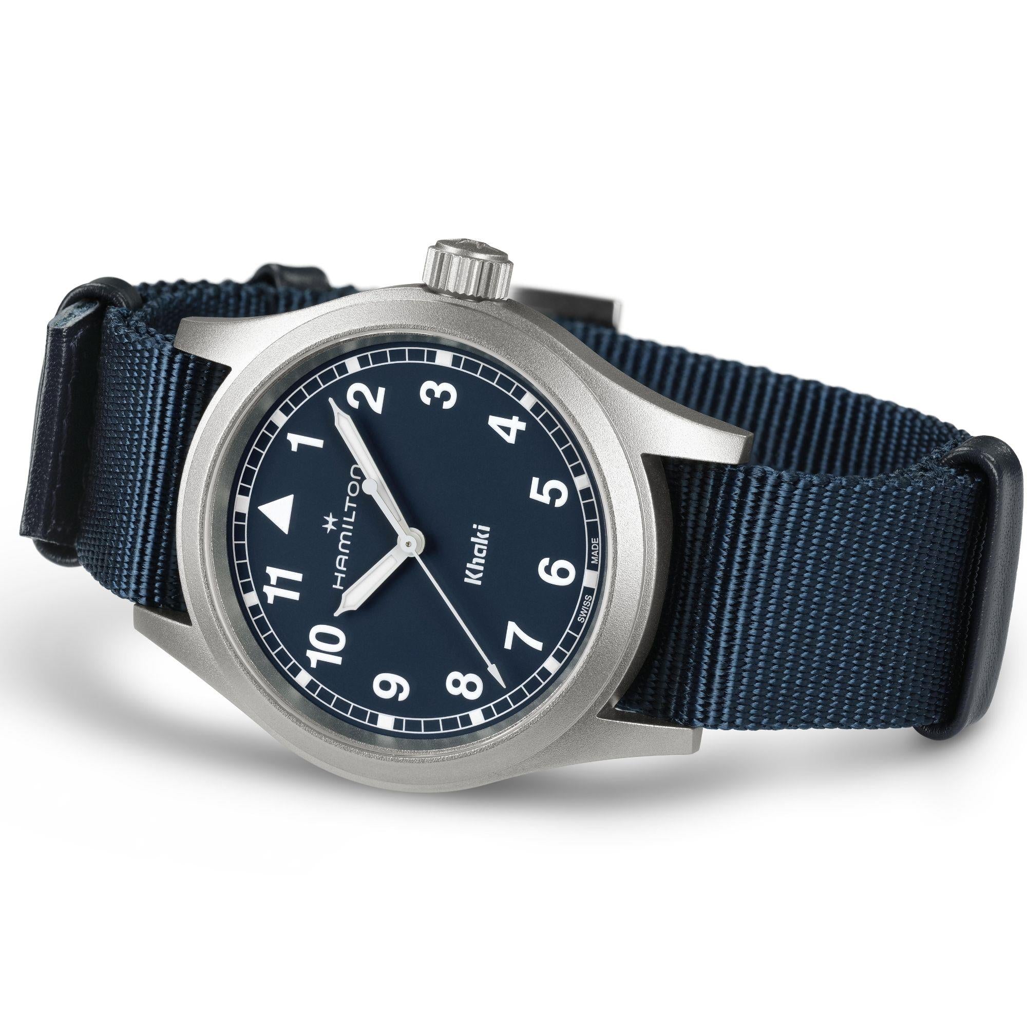 Hamilton Khaki Field 38mm Blue Dial NATO Mens Quartz Watch H69401940