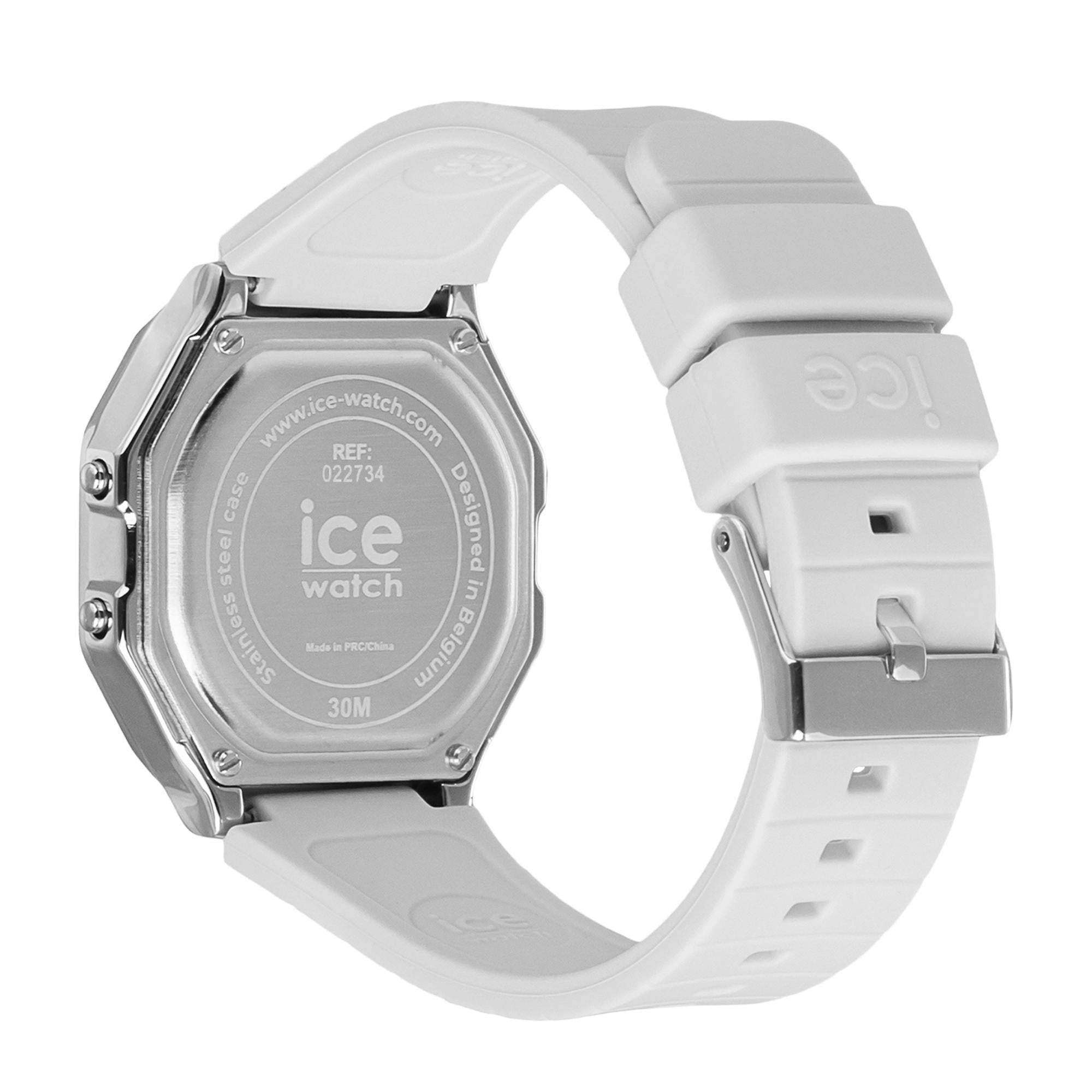 ICE Digit Retro Metal Digital White Silicone Strap Watch 022734