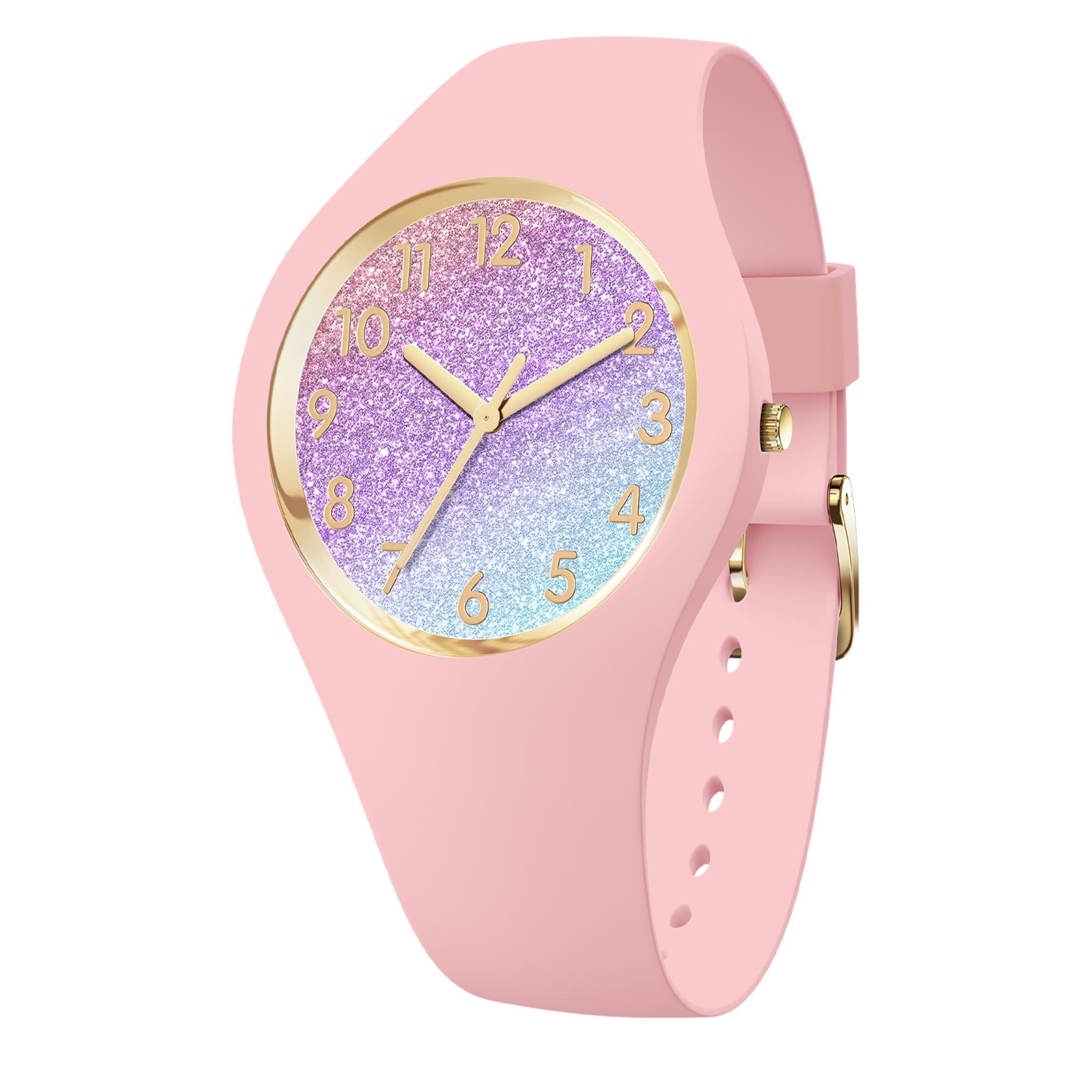 ICE Glitter Pink Cosmic 3H Silikonarmband Analog Damen Uhr S31 022569