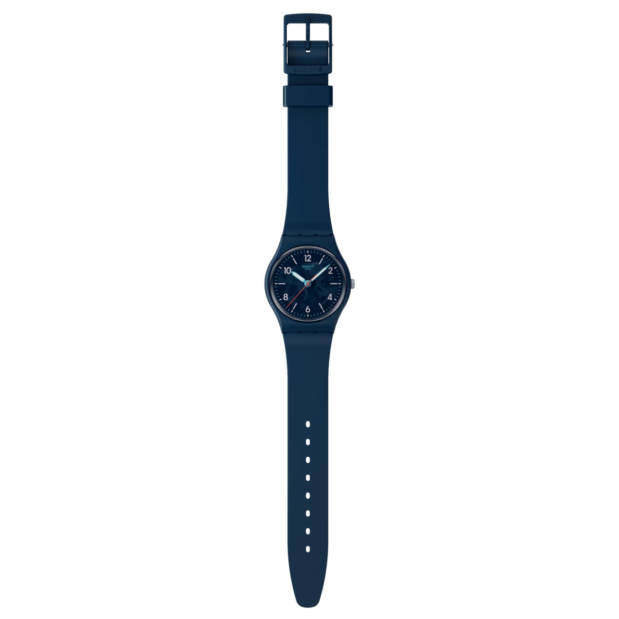 Swatch TIME TO TEAL Quarz Blaues Zifferblatt Biobasierte Uhr SO28N118